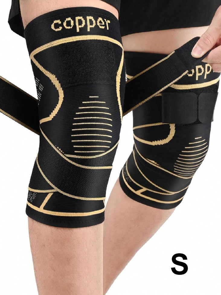 1pc Copper Knee Braces With Strap For Women Men, Knee Support Compression Sleeve
