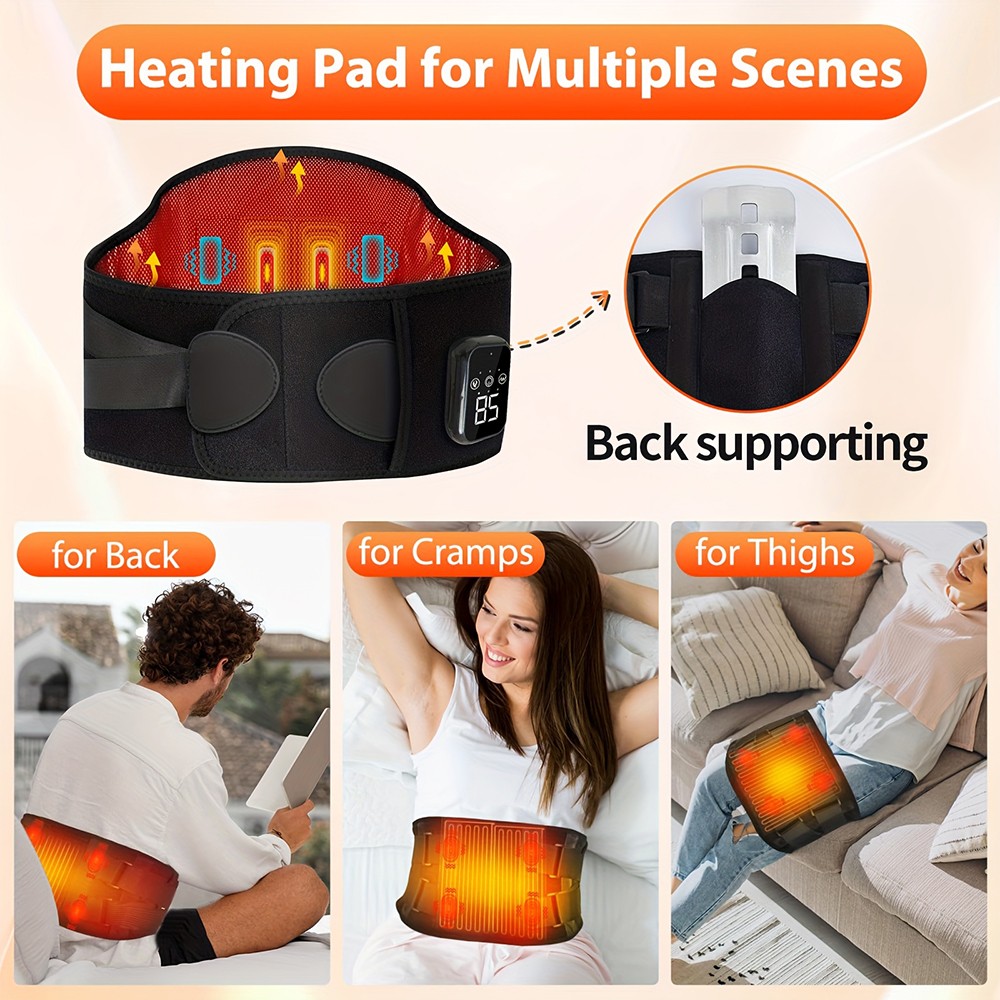 Cordless Heated Back Brace for Lower Back, Herniated Disc, Scoliosis Pain Relief