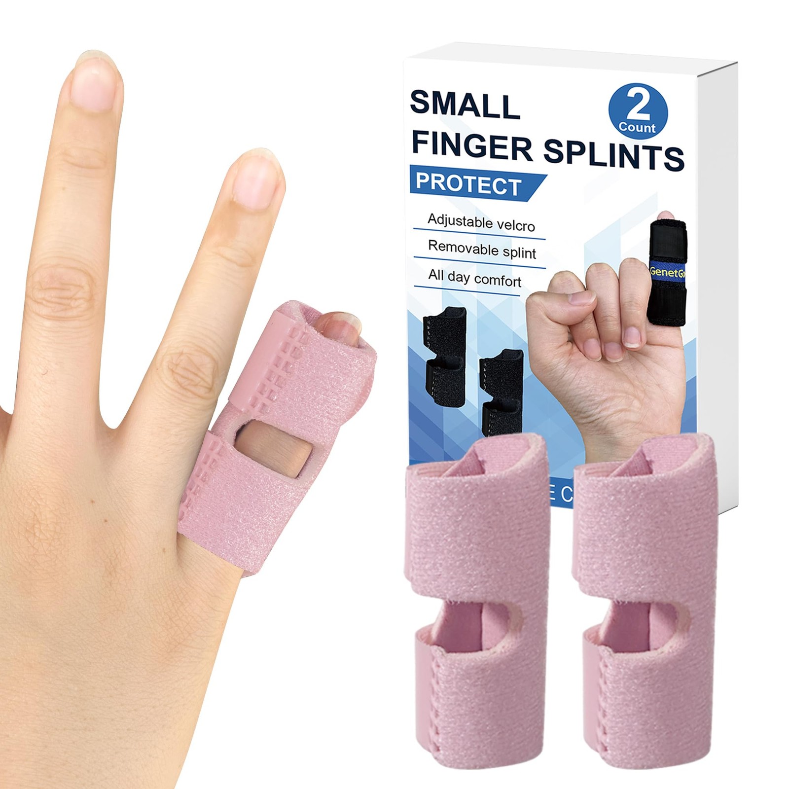 GenetGo 2 Pack Small Trigger Finger Splint – Pinkie Brace Small, Pink