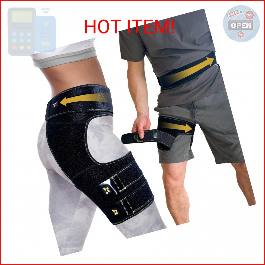 CopperJoint Adjustable Hip Brace for Women and Men, Black, One Size-Hip Support