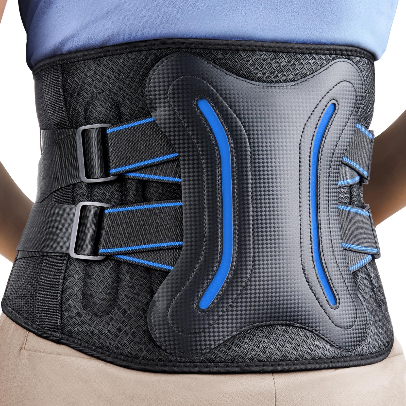 Lower Back Brace with 5 Reinforced Stays, Adjustable Lumbar Support Belt for Wor
