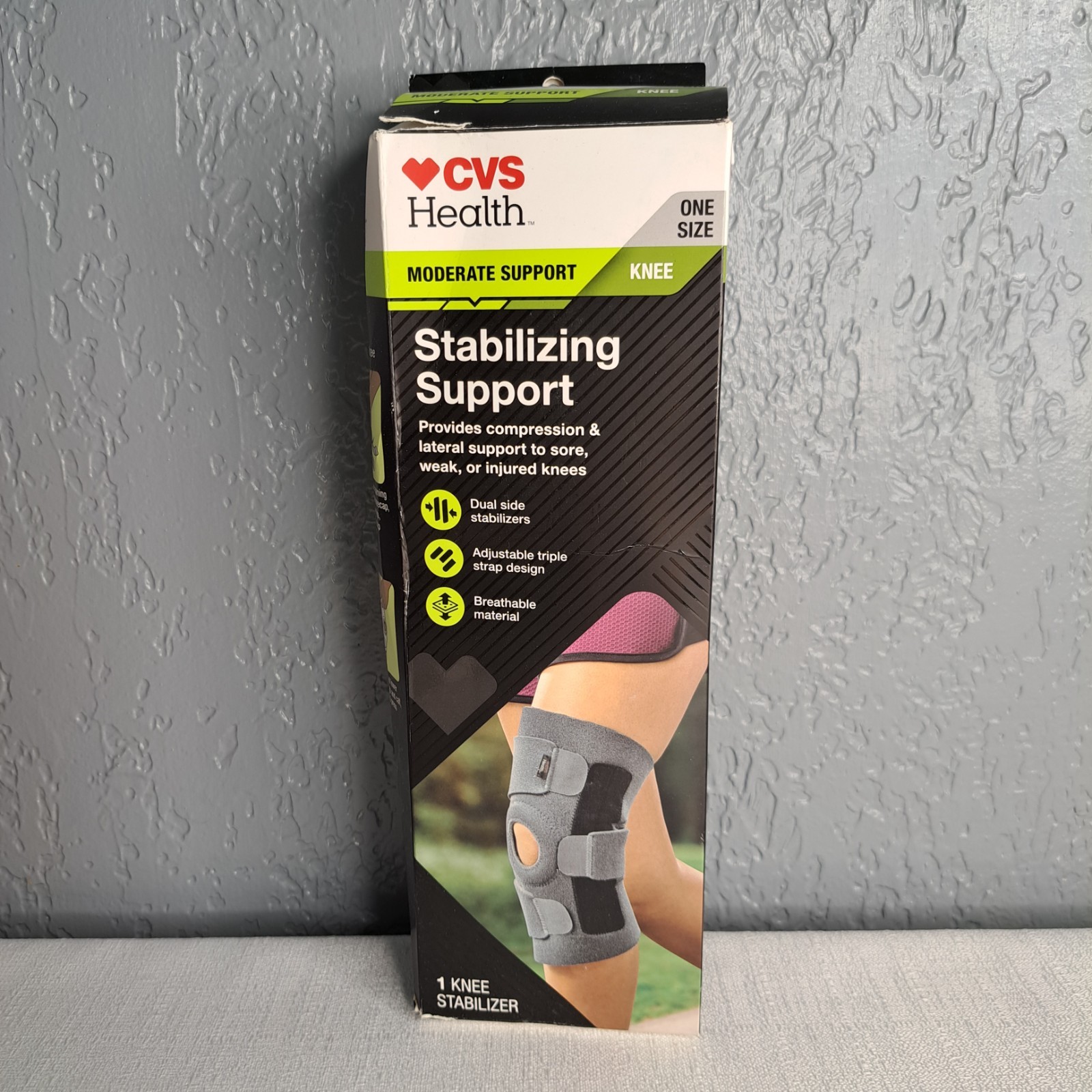 CVS Health Knee Stabilizing Compression Support Moderate One Size Damaged Box