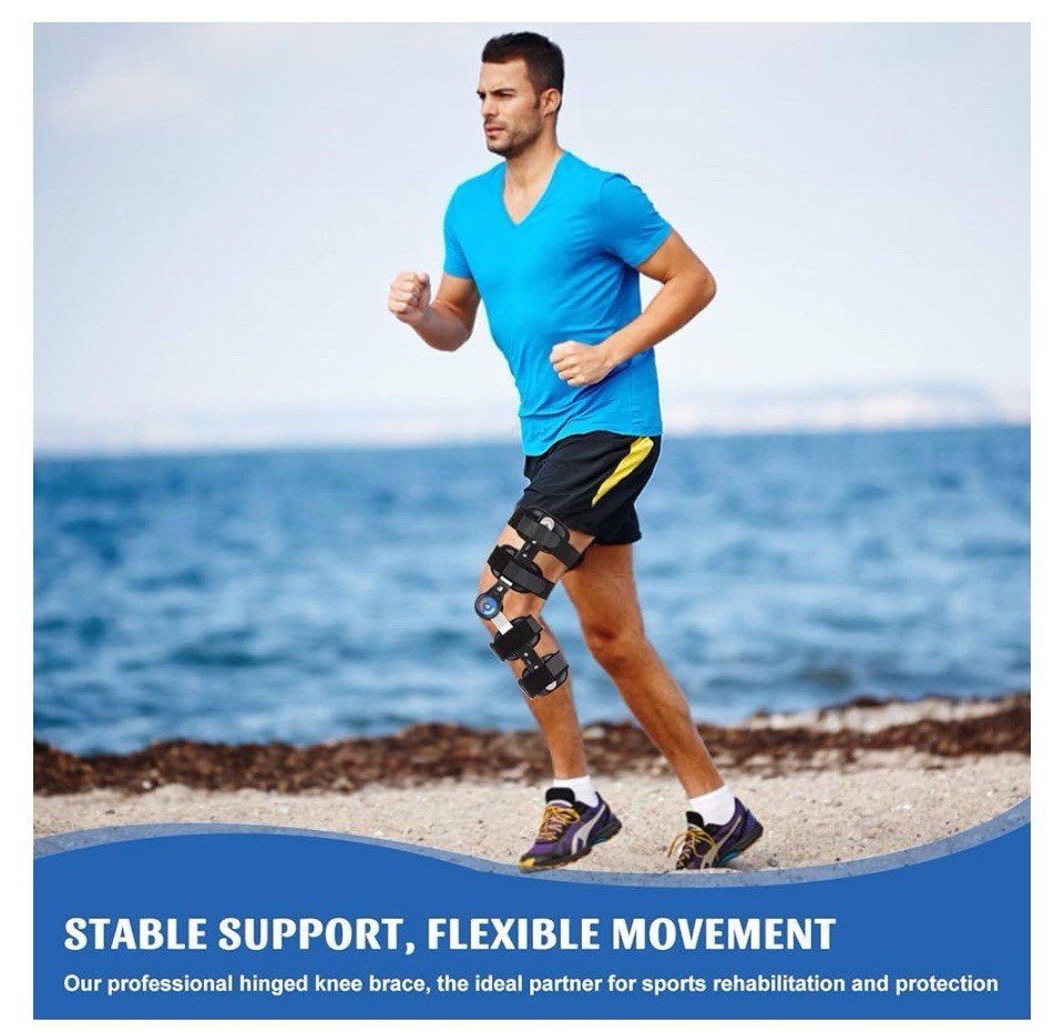 Hinged ROM Knee Brace, Post Op Knee Brace for Recovery Stabilization, ACL, MCL