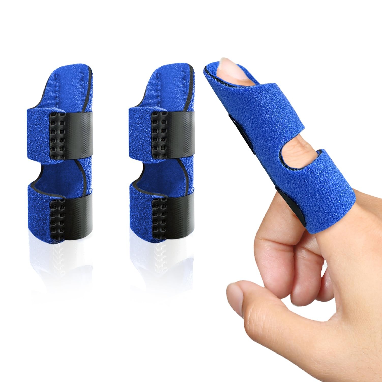 2 Pack Finger Splints – Trigger Brace for Pain Sprain Arthritis Relief (Blue)