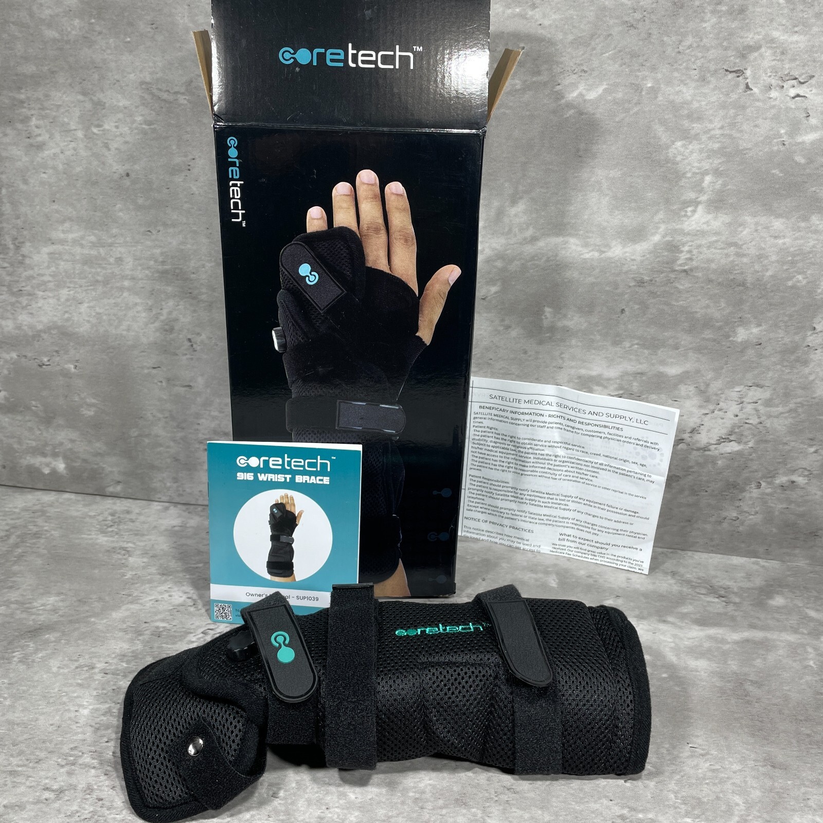 New Open Box – CORETECH 916 Left/Right Universal Wrist Brace/Splint – Black