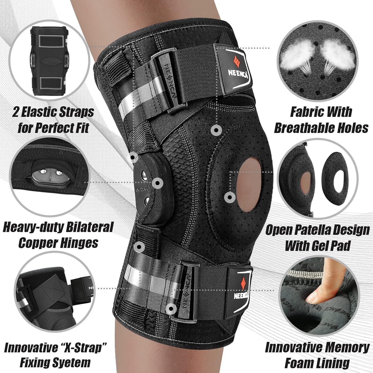 Adjustable Hinged Knee Support with Patented Design for Sports Injuries