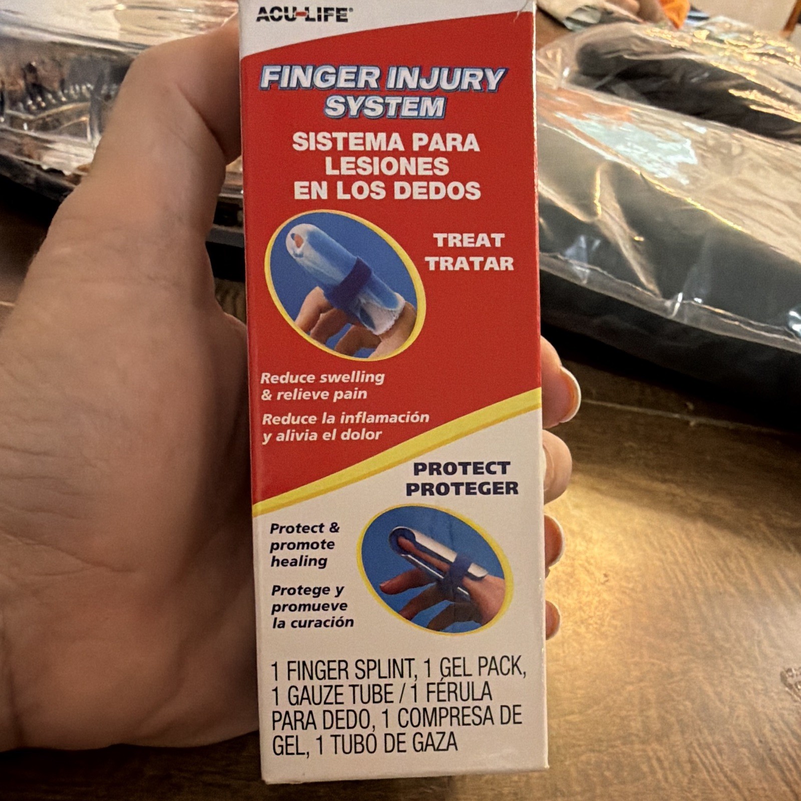 Acu-Life Finger Injury System Finger Splint w/ Hot/Cold Gel Pack, One Size
