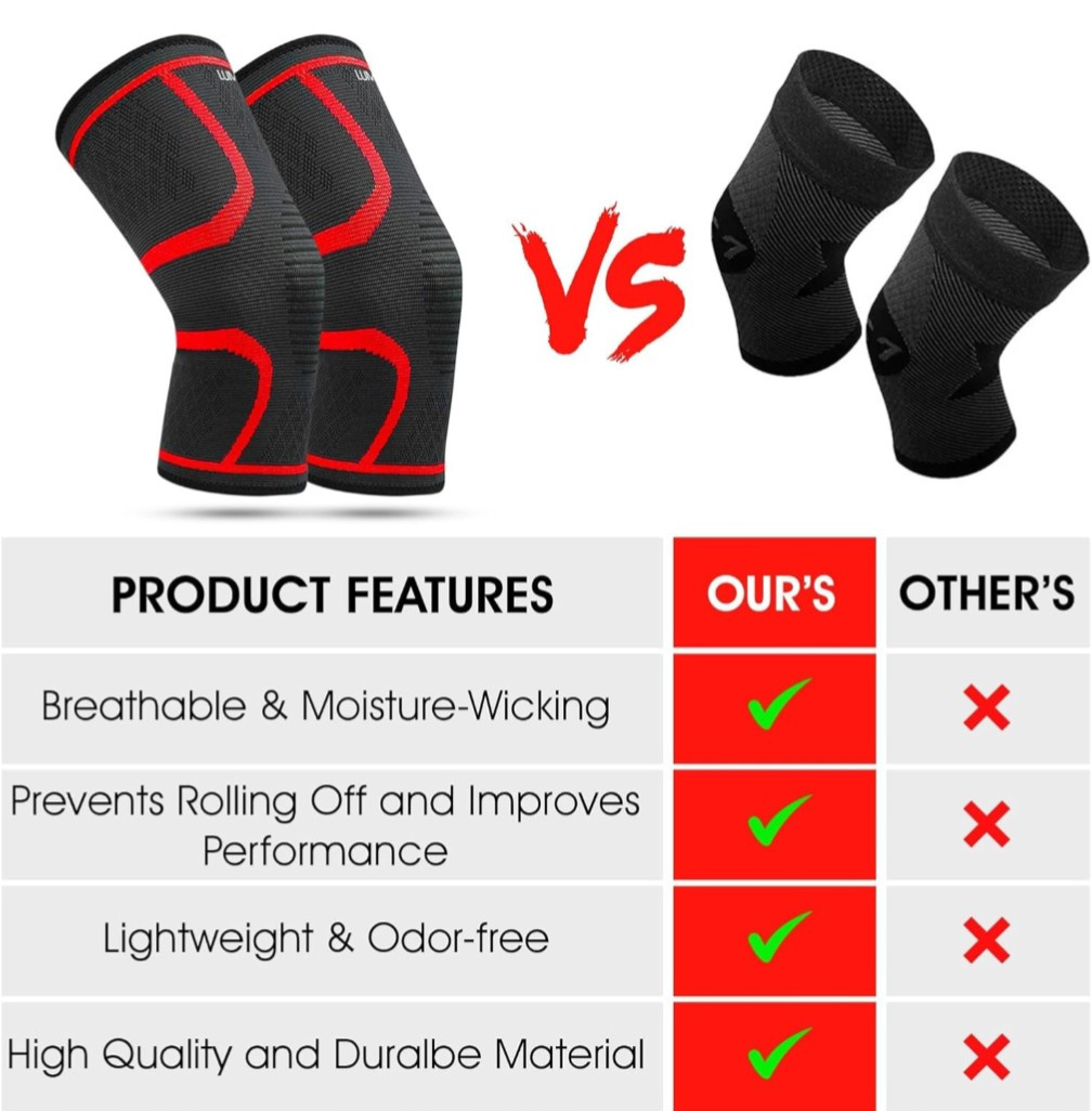 Pair Of Compression Knee Sleeve Black Large L Lumina Unisex