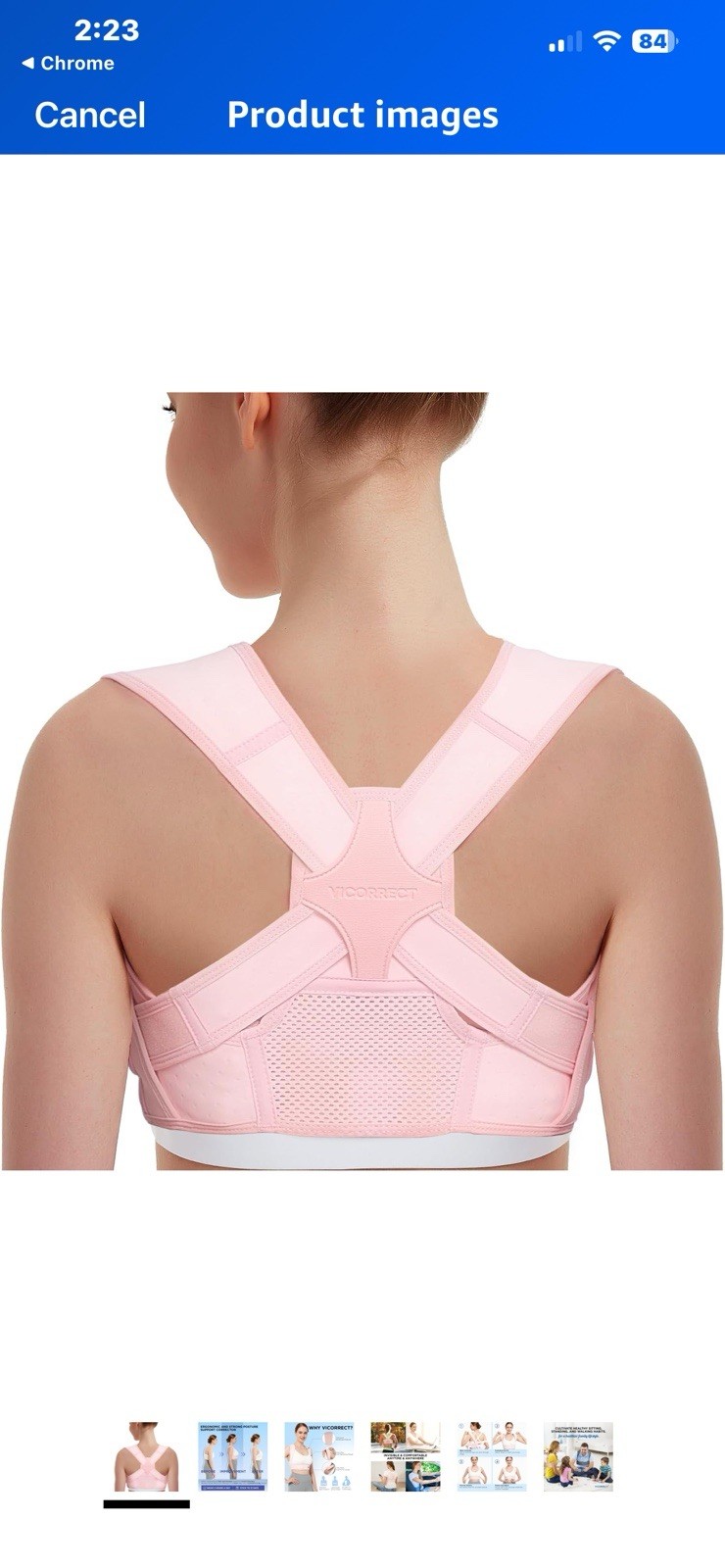 Posture Corrector Vicorrect Upper Back Brace Neck Shoulder Support S/M