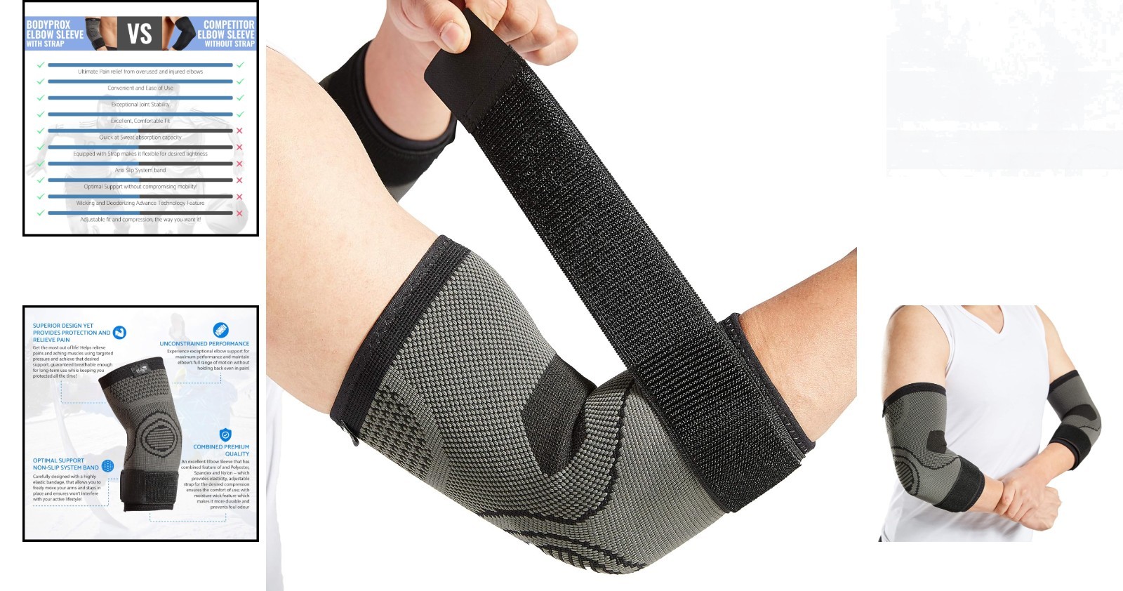 Moisture-Wicking Elbow Brace Dual Pack for Enhanced Performance – Large Size