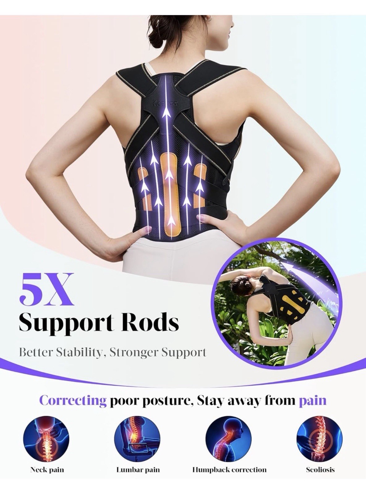 Adjustable Back Posture Corrector Brace, Ergonomic Support, Breathable Mesh