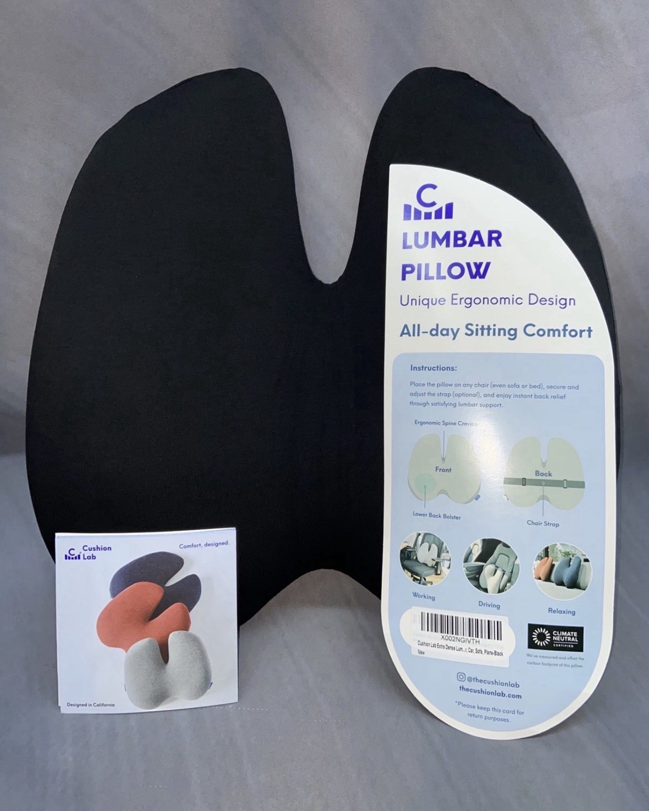 Cushion Lab Extra Dense Lumbar Pillow – Patented Ergonomic Multi-Region Firm.