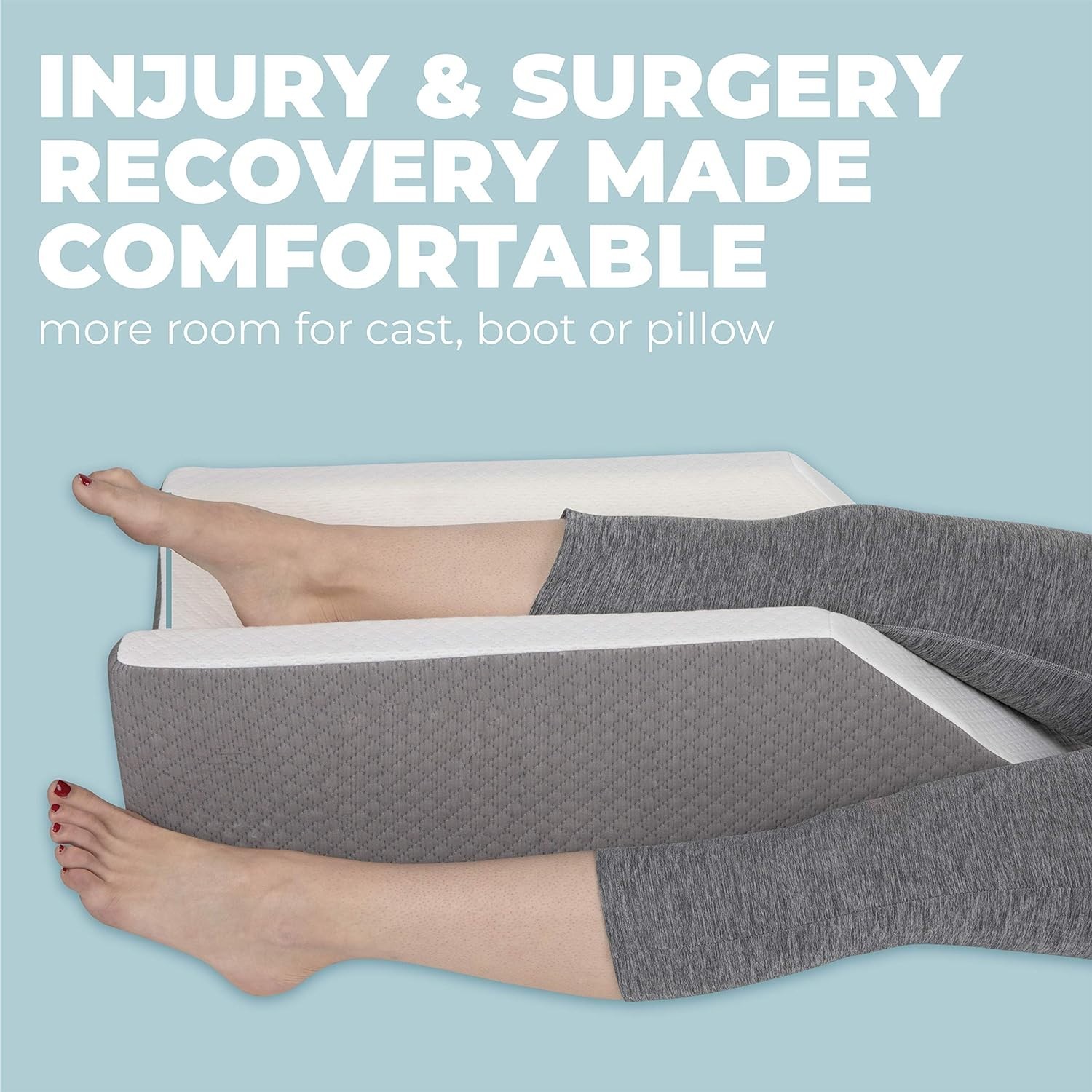 Post Surgery Leg Elevation Pillow – Contoured Jacquard Support for Recovery