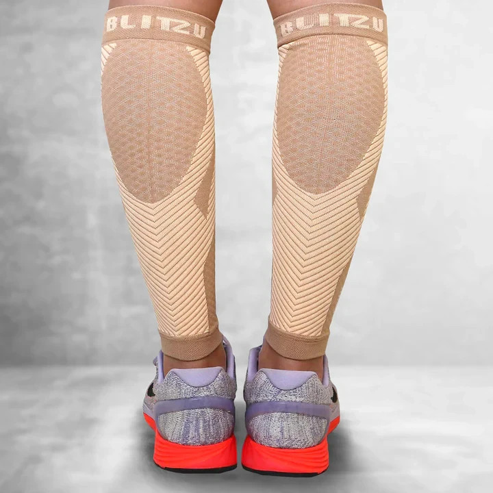 Blitzu Premium Graduated Calf Compression Sleeves L-XL, Nurse’s Nude Color