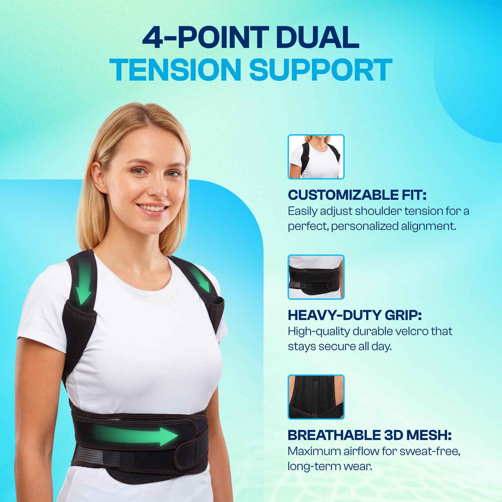 Adjustable Posture Corrector Back Brace for Men & – Upper Back & Shoulder Bre…