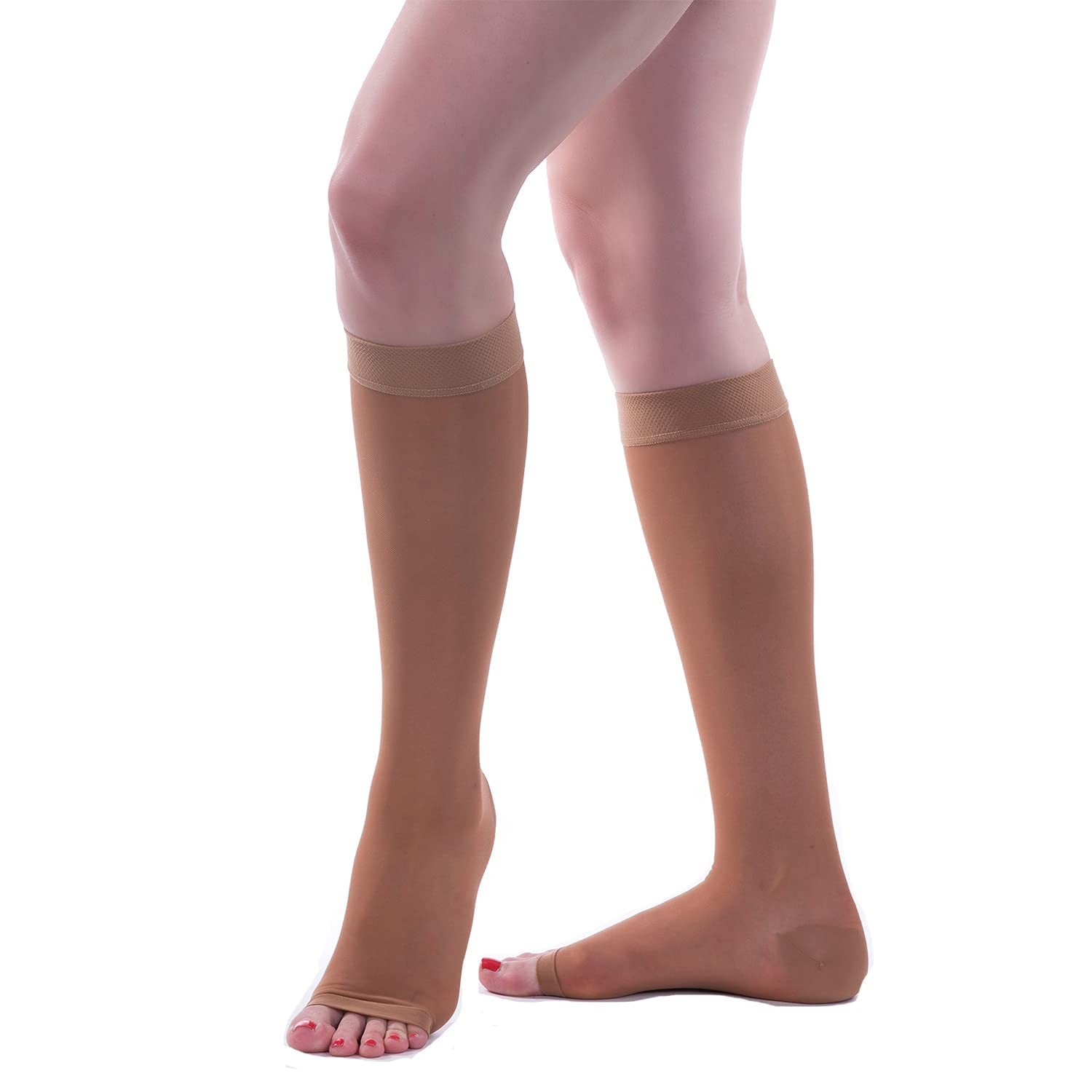 Allegro 20 30mmHg Open Toe Compression Socks for Men and Women Support