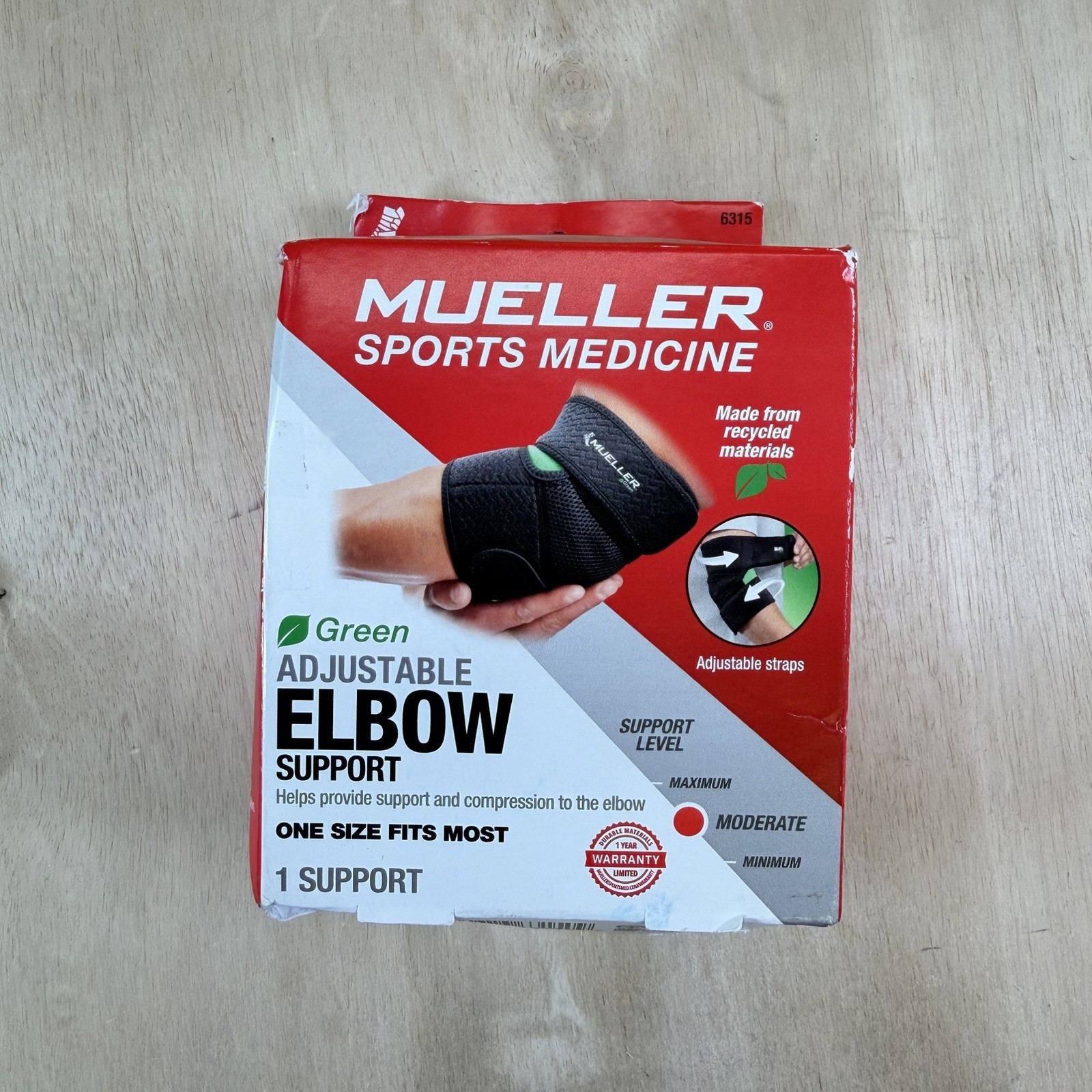 Mueller Adustable Elbow Support Moderate One Size Fits Most Black 6315-B