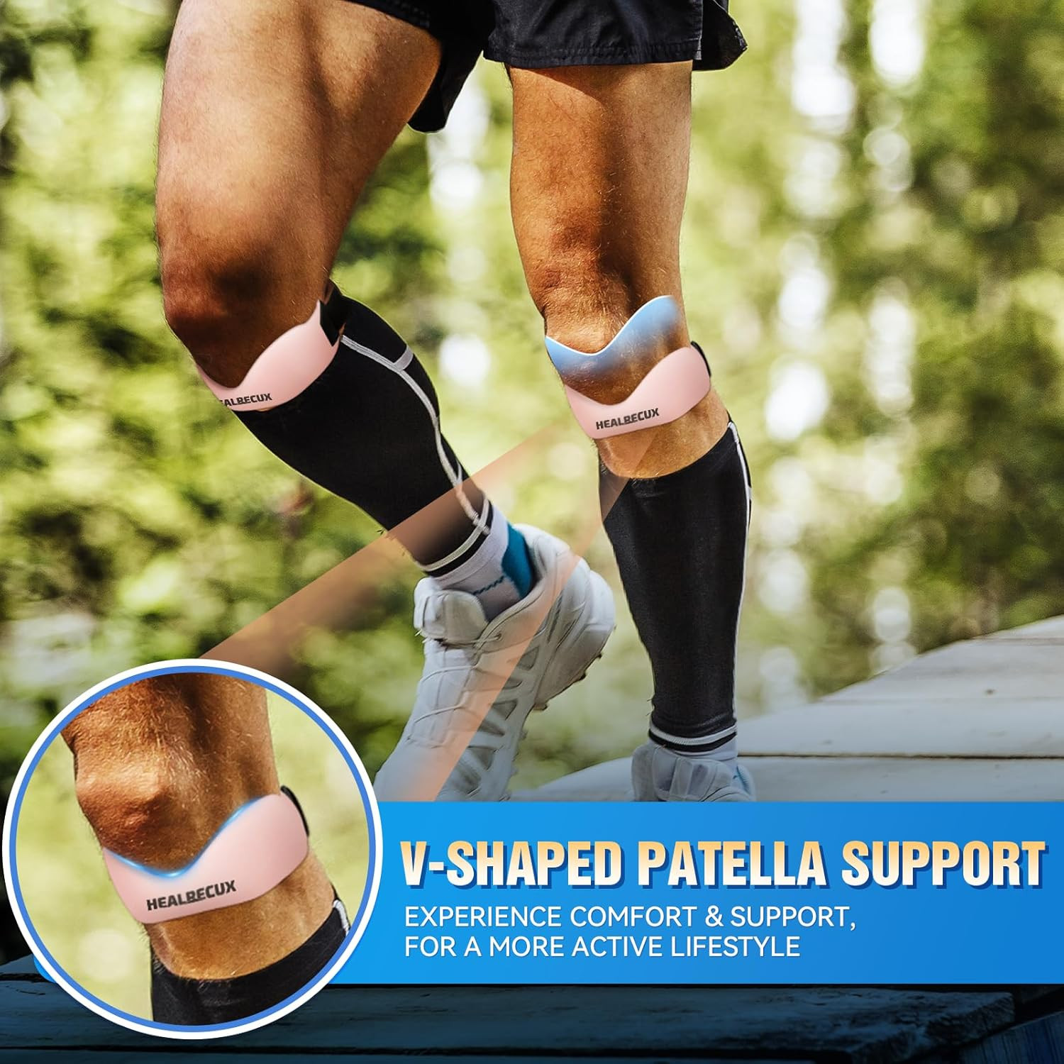Silicone Patellar Tendon Support Strap, Adjustable Non-Slip Patella Band Stab…