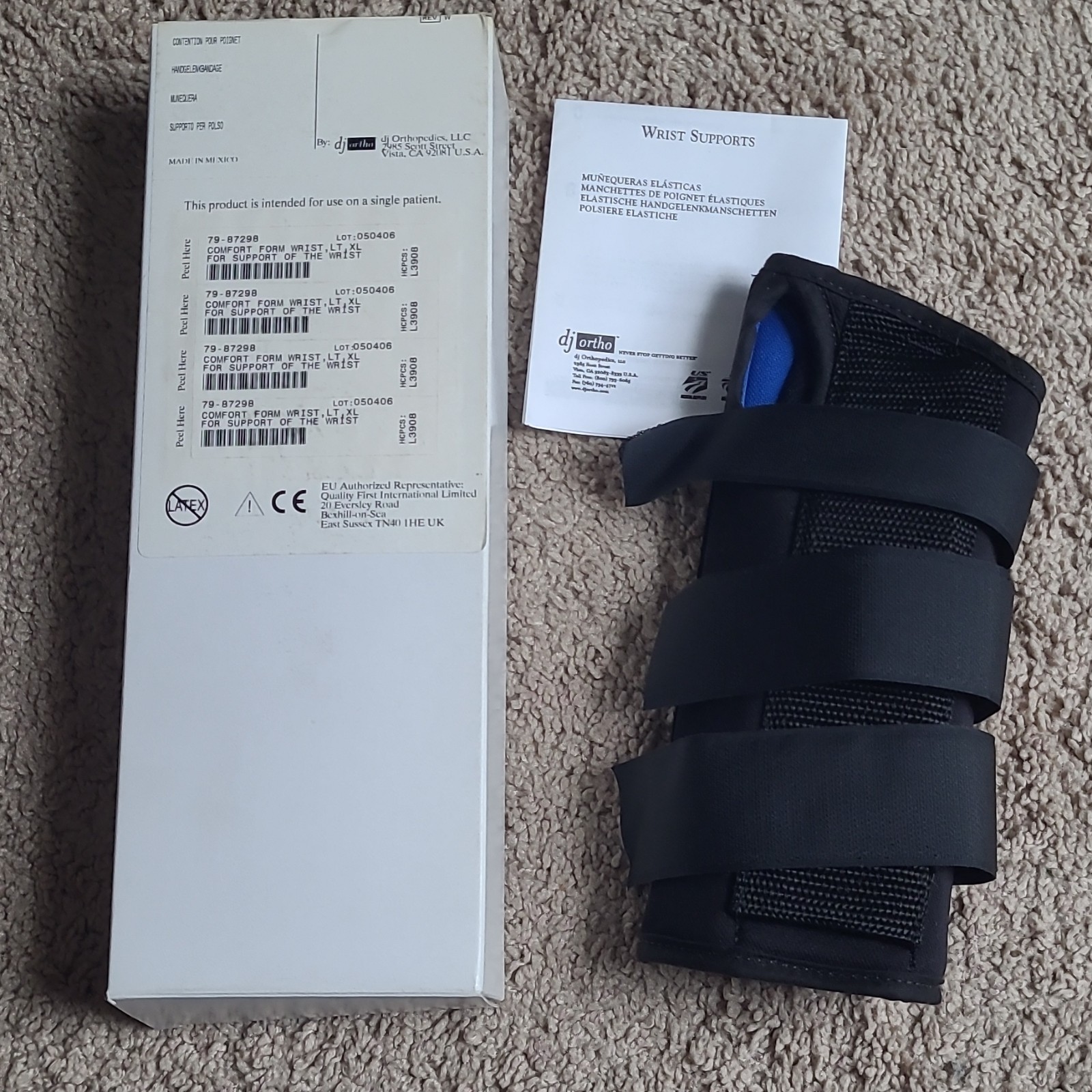 ProCare Comfort Form Wrist Brace Left XL Support Stabilization, CE, 79-87298