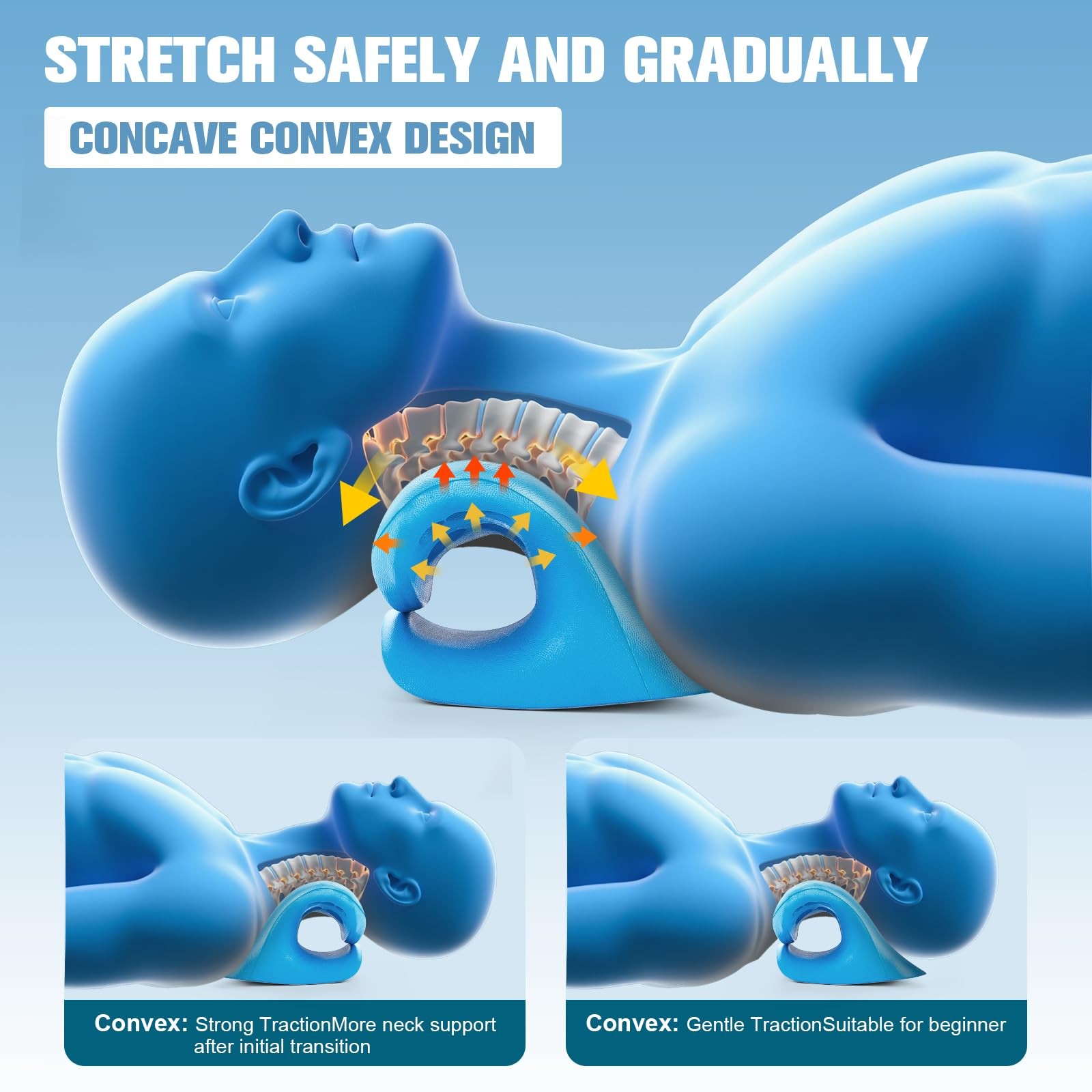 Neck Stretcher and Cervical Traction Device, Relaxer 20.5/13/17cm;185g, Blue