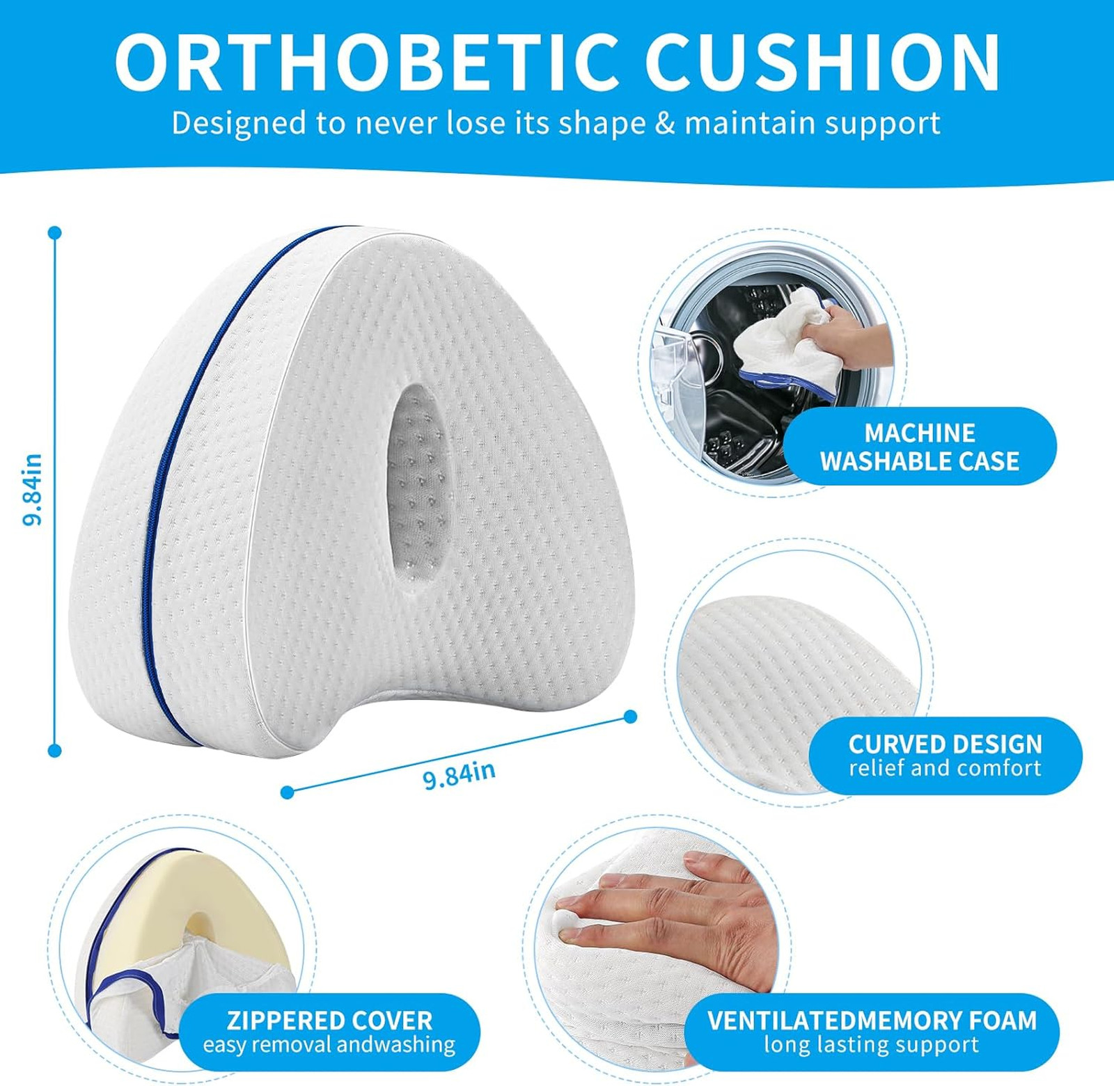 Knee Pillow for Sleeping Memory Foam Cushion for Back Pain Knee Relief Body
