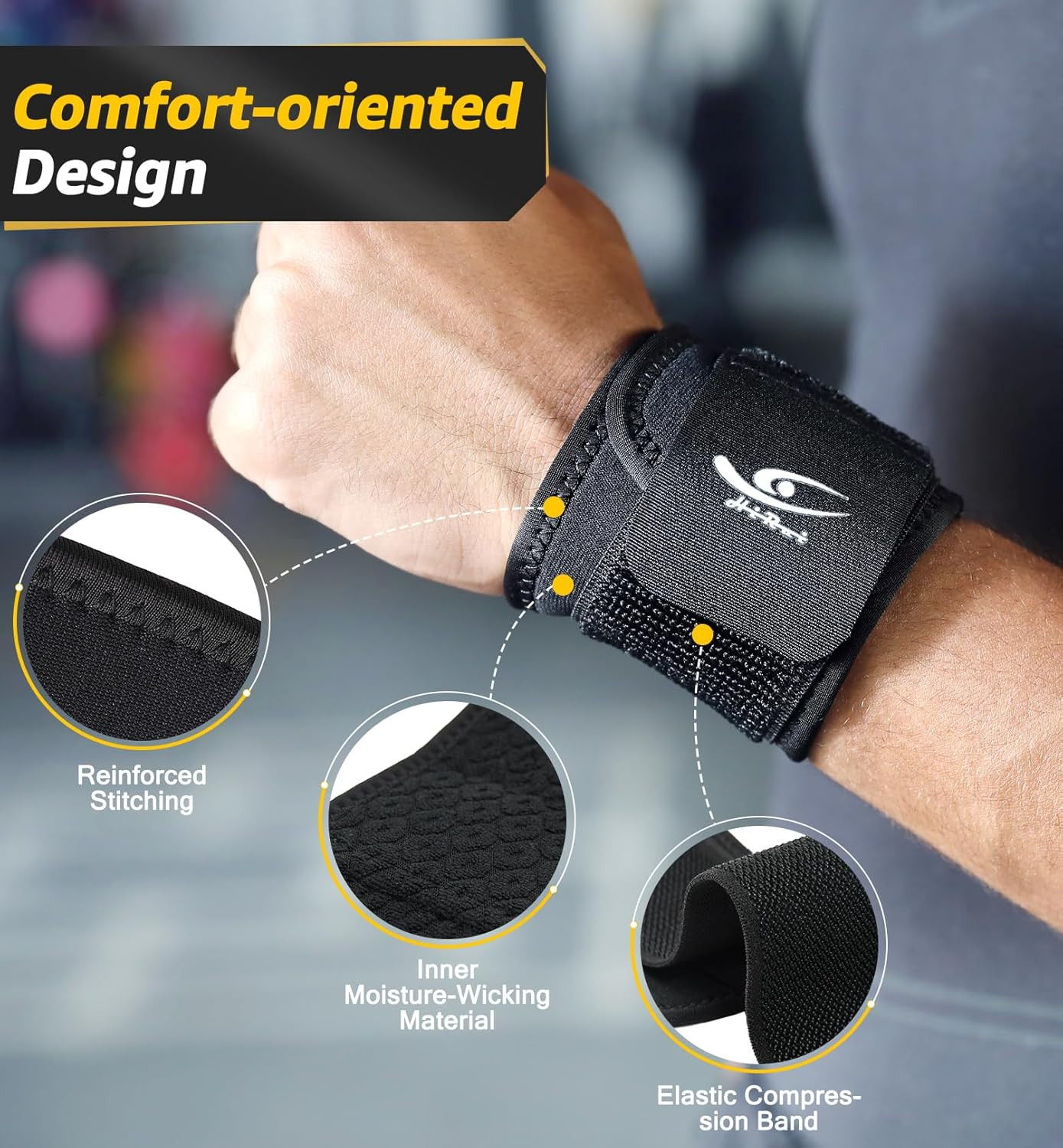 HiRui 2 PACK Wrist Compression Strap and Brace 2 Count (Pack of 1)