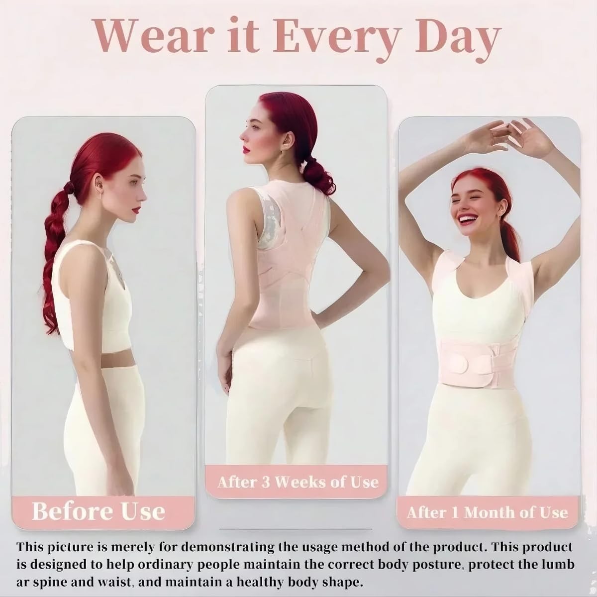Pink Back Brace Posture Corrector for Women – Adjustable
