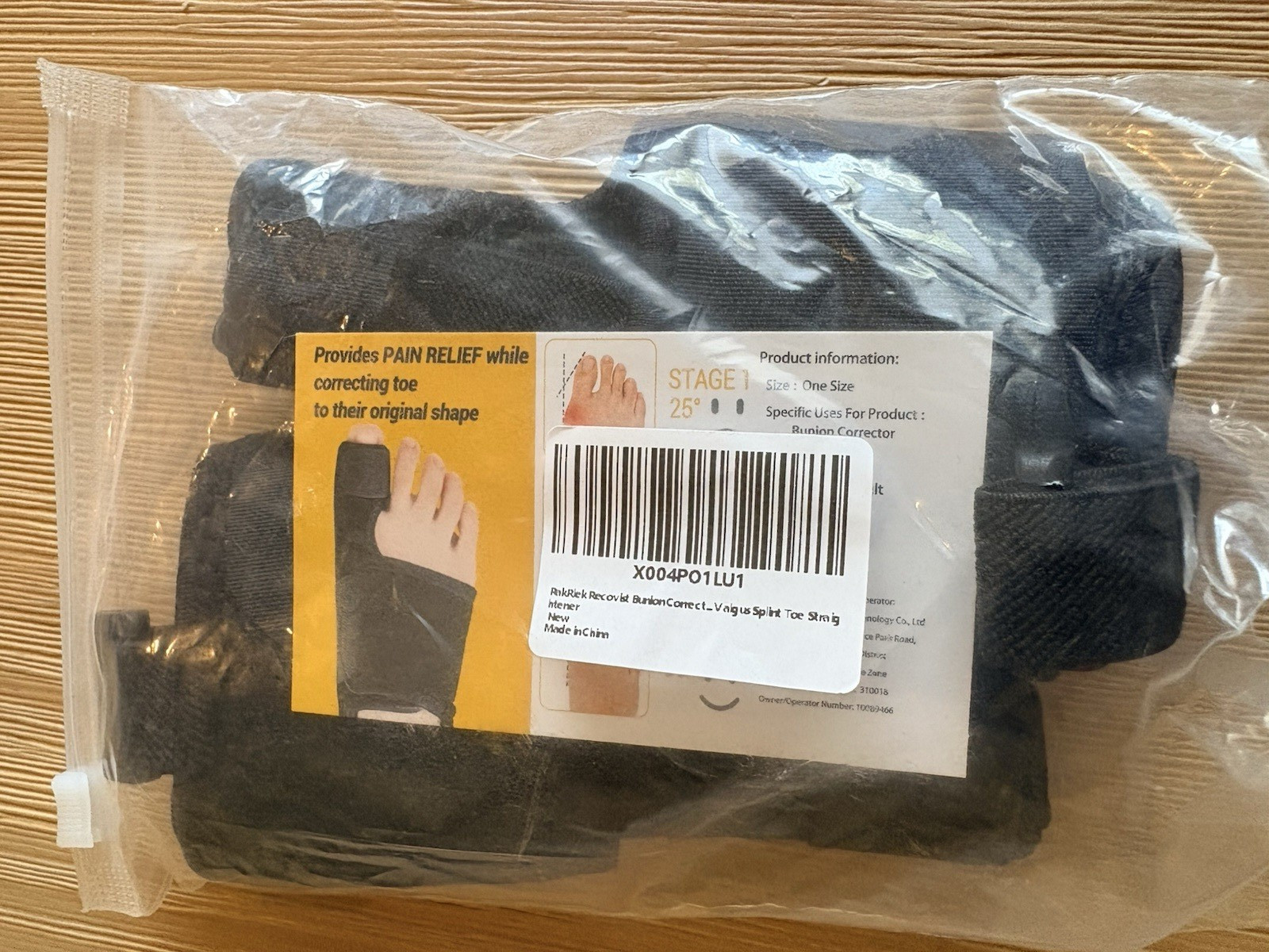 Bunion Corrector Toe Orthosis Foot Brace for Pain Relief, Black, One Size Adult