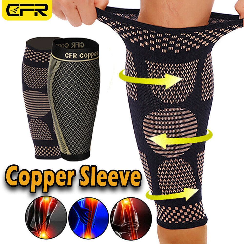Copper Calf Compression Sleeve 20-30mmHg Graduated Leg Support Sport Mens Womens