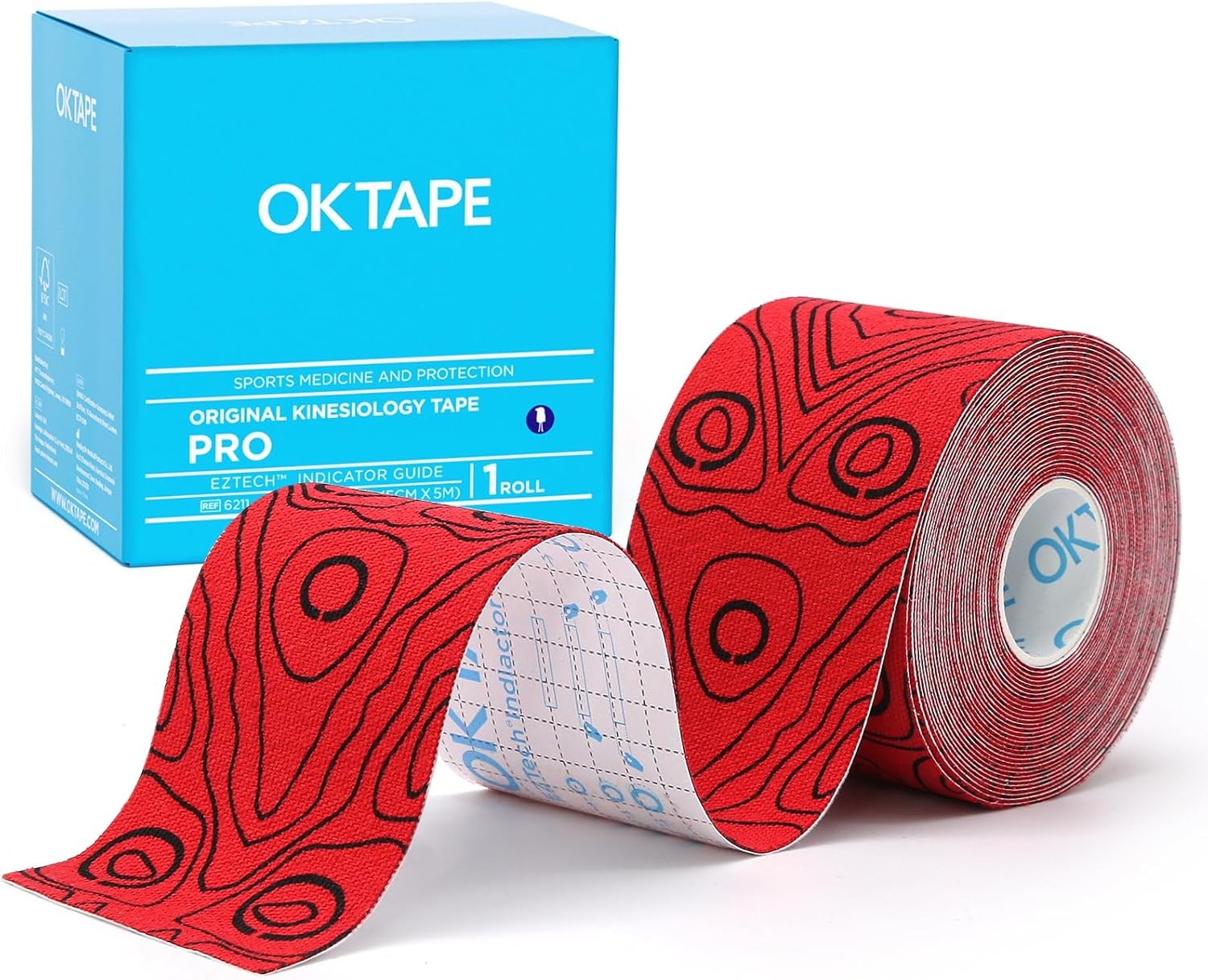 OK TAPE PRO Kinesiology Tape 2inch x 16ft Roll Red