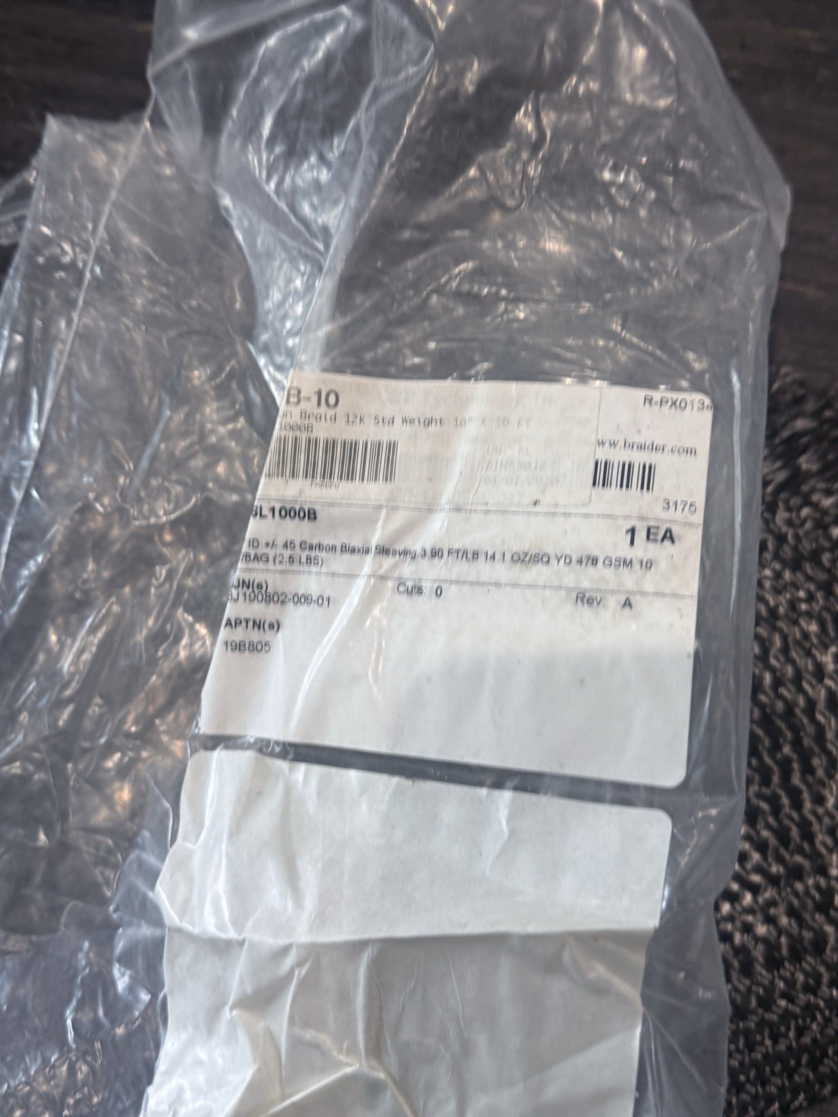 Prosthetic Carbon Fiber Sleeve Tube UL5-10 Ultralite 5” X 10’