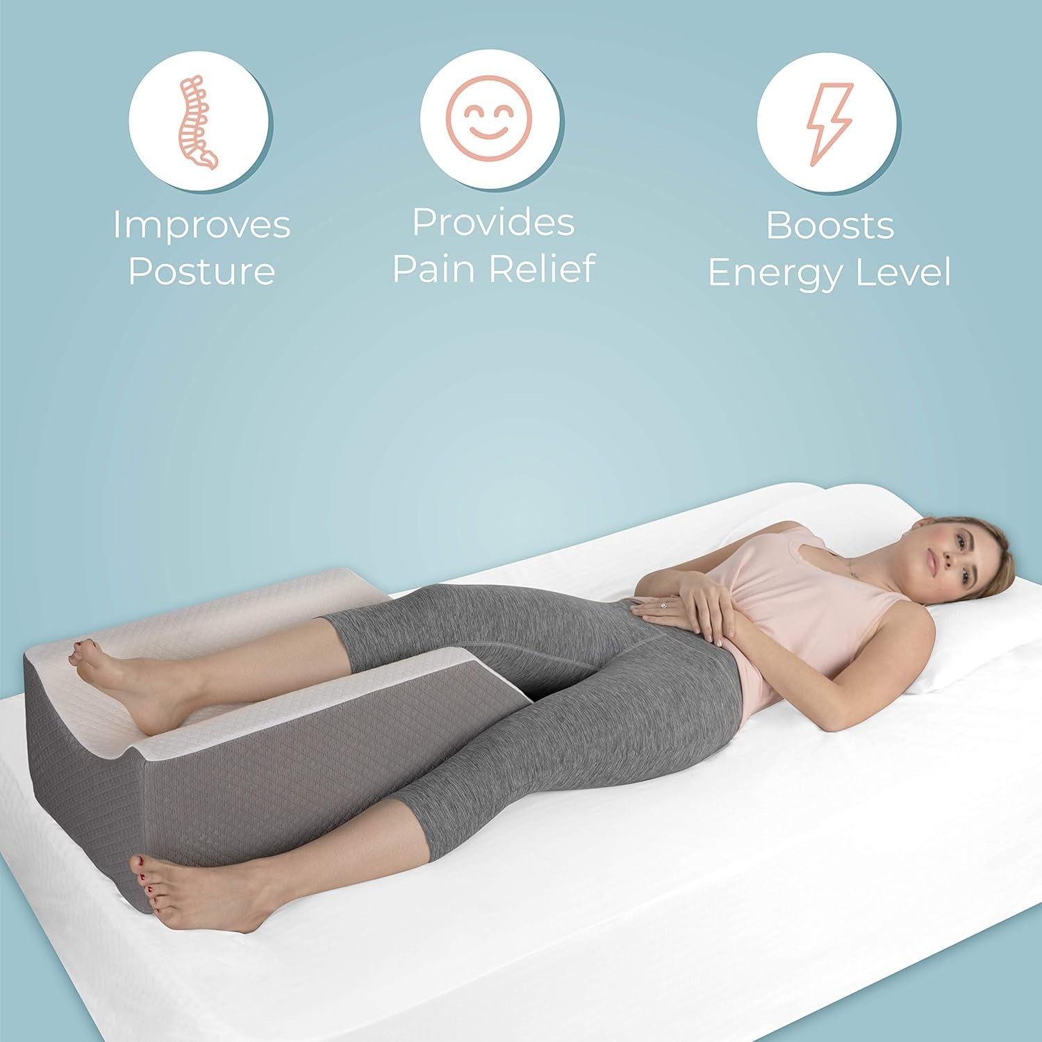 Post Surgery Leg Elevation Pillow – Contoured Jacquard Support for Recovery