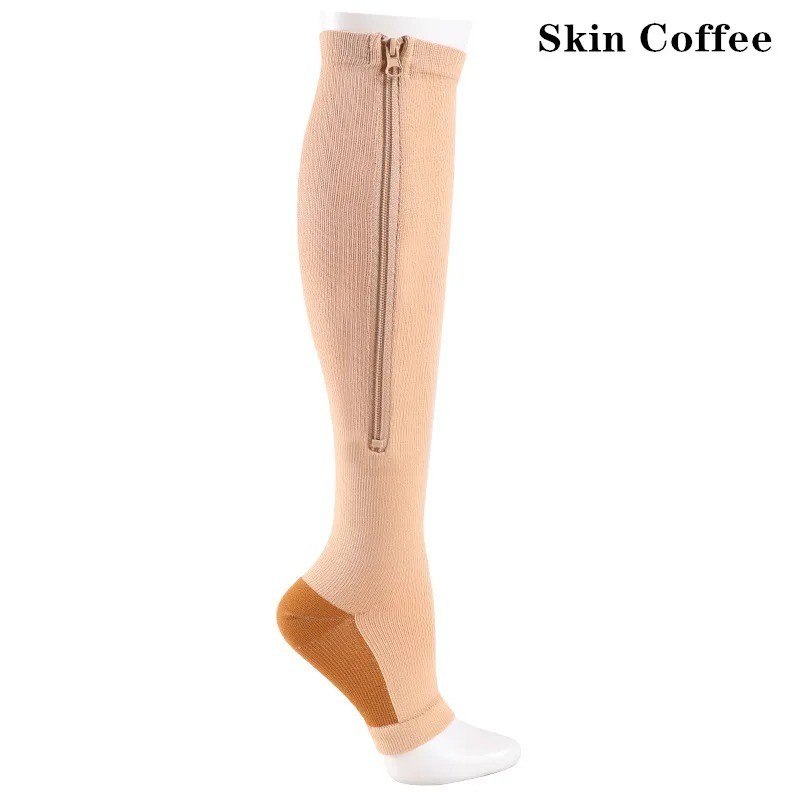Zipper Open Toe Compression Socks 20-30mmHg Calf Leg Ankle Support Stocking USA