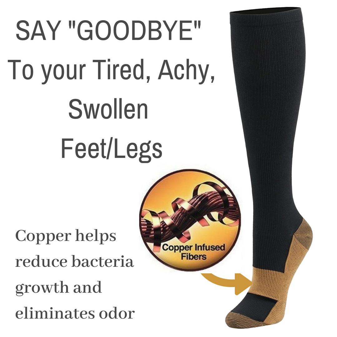 4Pairs Copper Compression Socks Medical Support Stockings 30-40mmHg Men Women