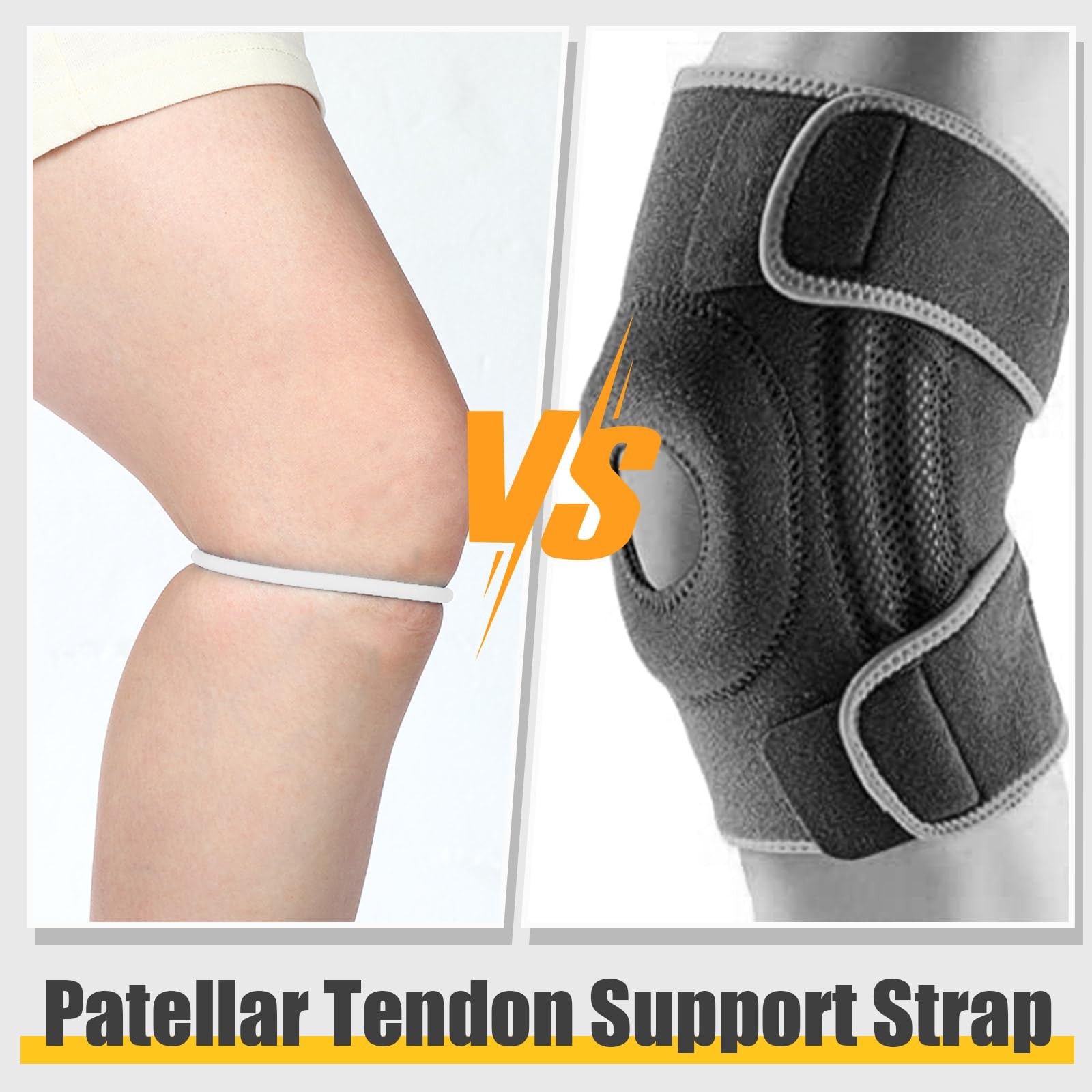 Patella Knee Strap Support 2 White Silicone Brace Pain Running Fitness Basketbal