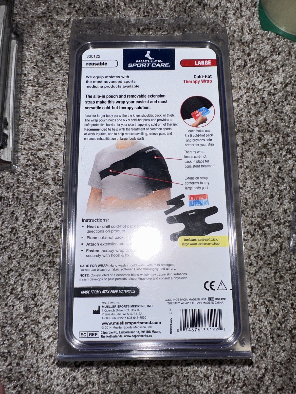 Mueller Cold/Hot Therapy Wrap Shoulder Brace Black,Large (cooling Pack Not Inc.)