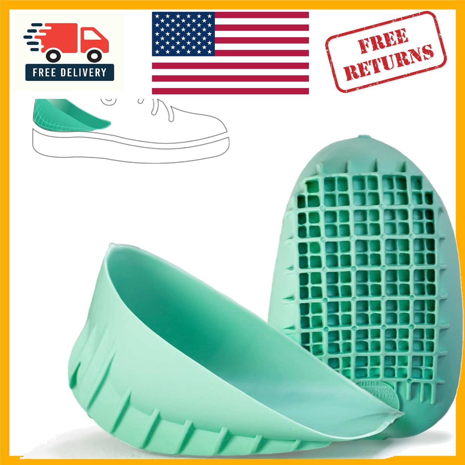 Lightweight Silicone Heel Cup Inserts for Sever’s Disease & Achilles Tendonitis