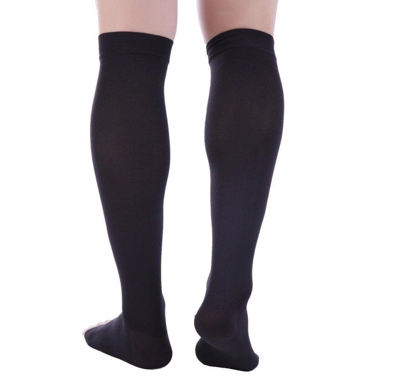 Doc Miller Open Toe Compression Socks XL 15-20 mmHg Varicose Veins BLACK NWOB