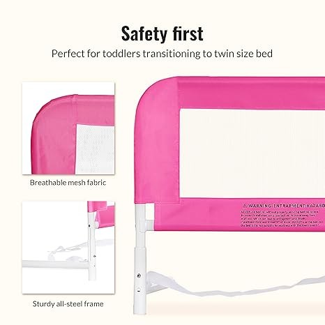 Adjustable Height Smooth Angle Safety Pink Child Bed Rail