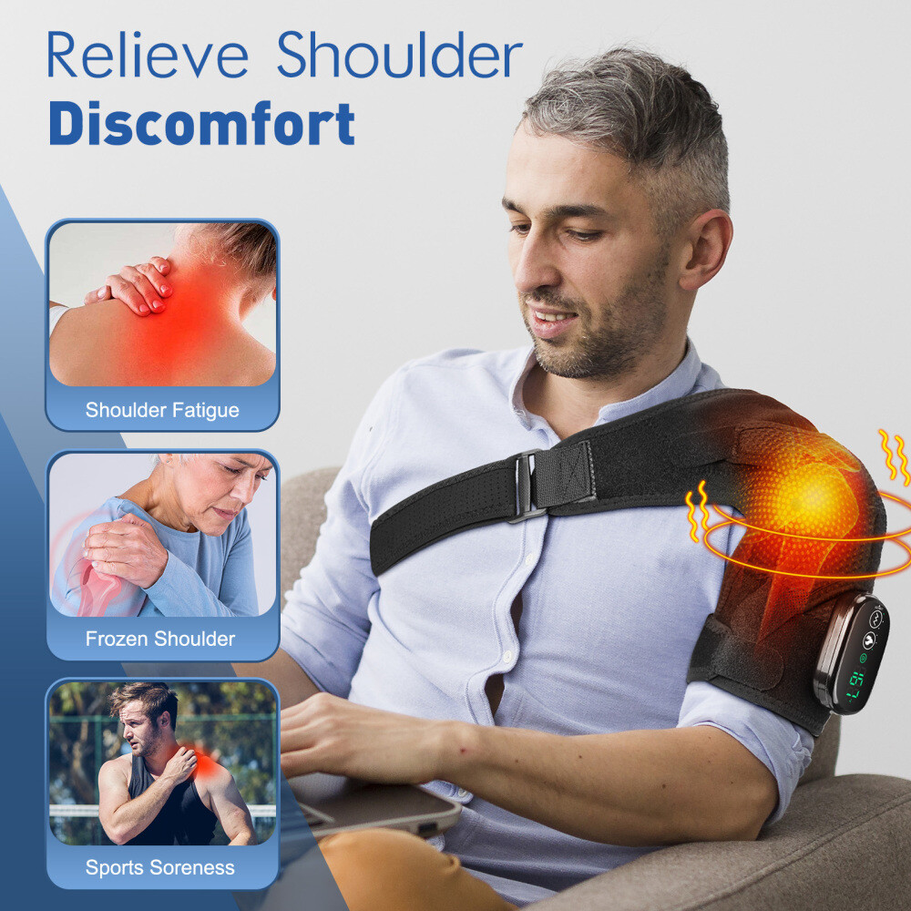 Electric Heated Shoulder Brace Massager Rotator Cuff Support Compression Wrap US