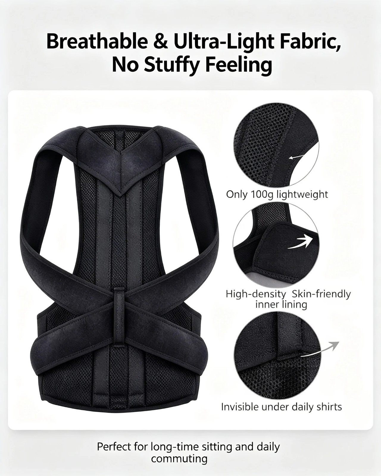 Adjustable Posture Corrector Back Shoulder Support Belt Invisible Strap Adults
