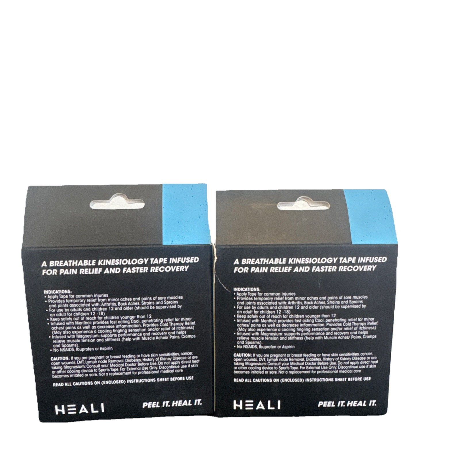 Heali Kinesiology Tape Infused Magnesium Menthol Blue Splatter Pre Cut Lot of 2
