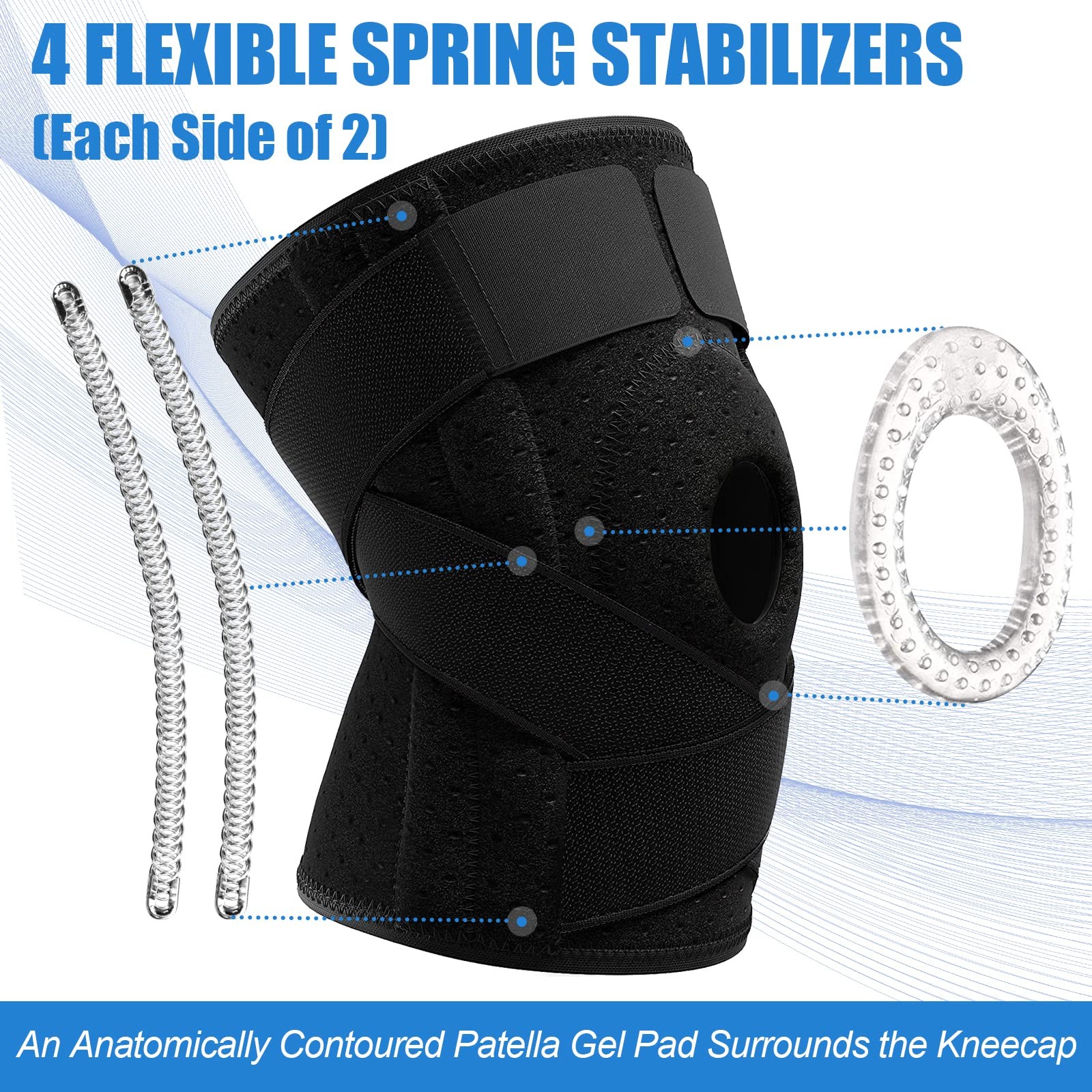 NEENCA Knee Brace Knee Pain, Adjustable Knee Support Patella Gel Pad & Side