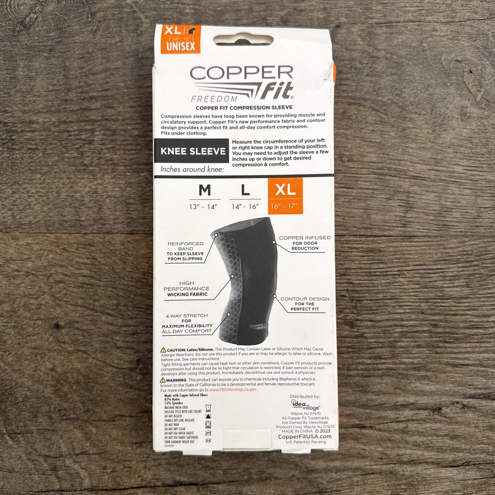 Copper Fit Original Freedom Compression Infused Knee Sleeve XL Unisex: 16”-17”