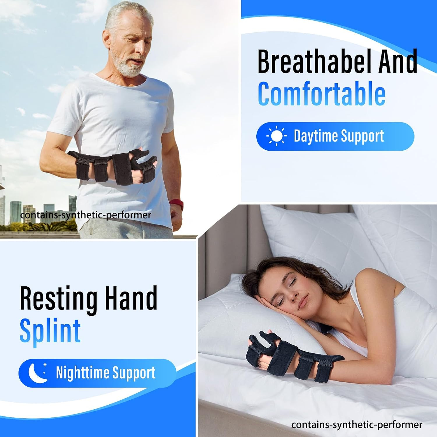Resting Hand Splint with Finger Separators – Hand Brace for Finger Contractures