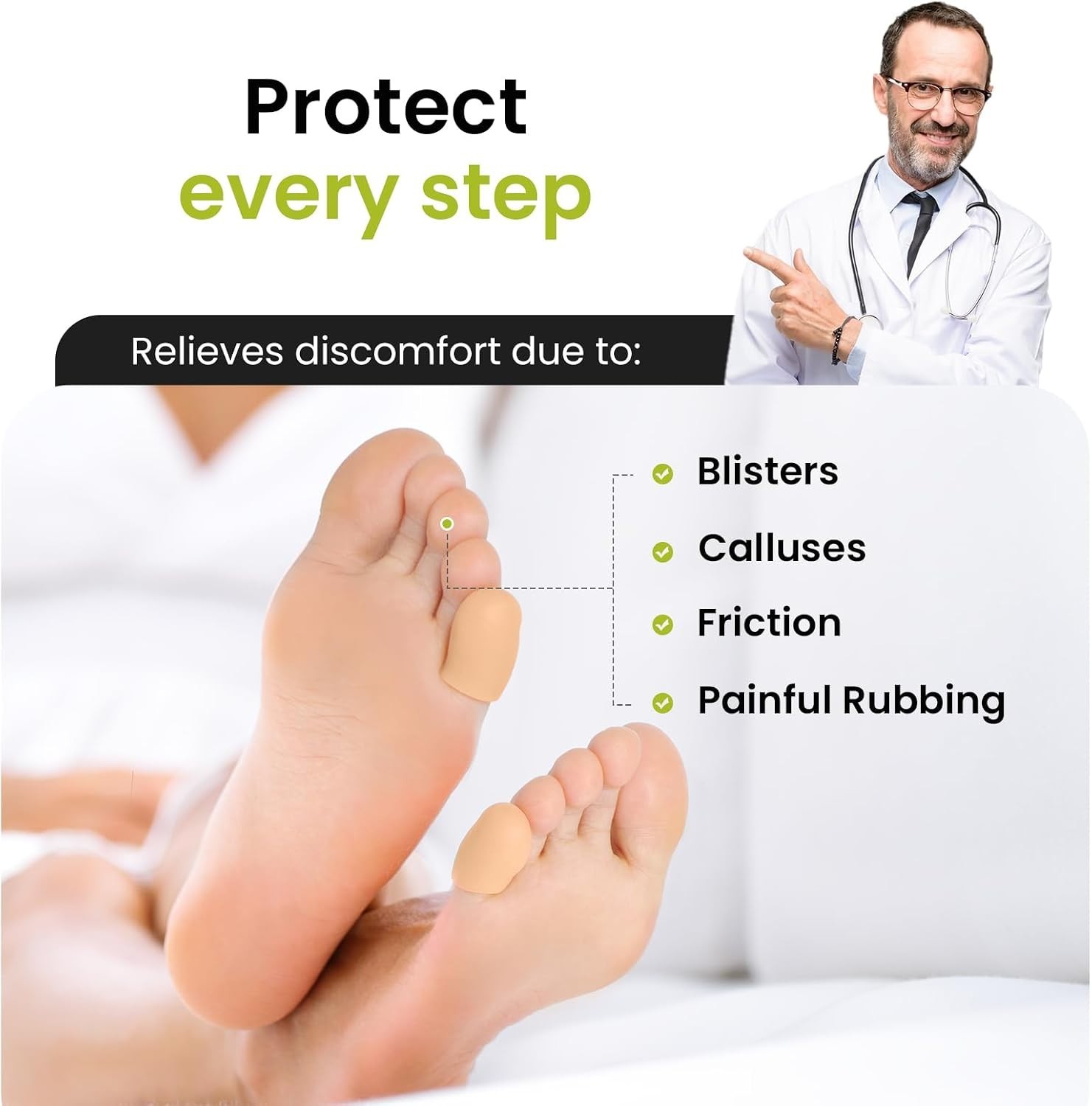 Adjustable Pinky Toe Caps – 8 Pcs Silicone Protectors for Running and Comfort