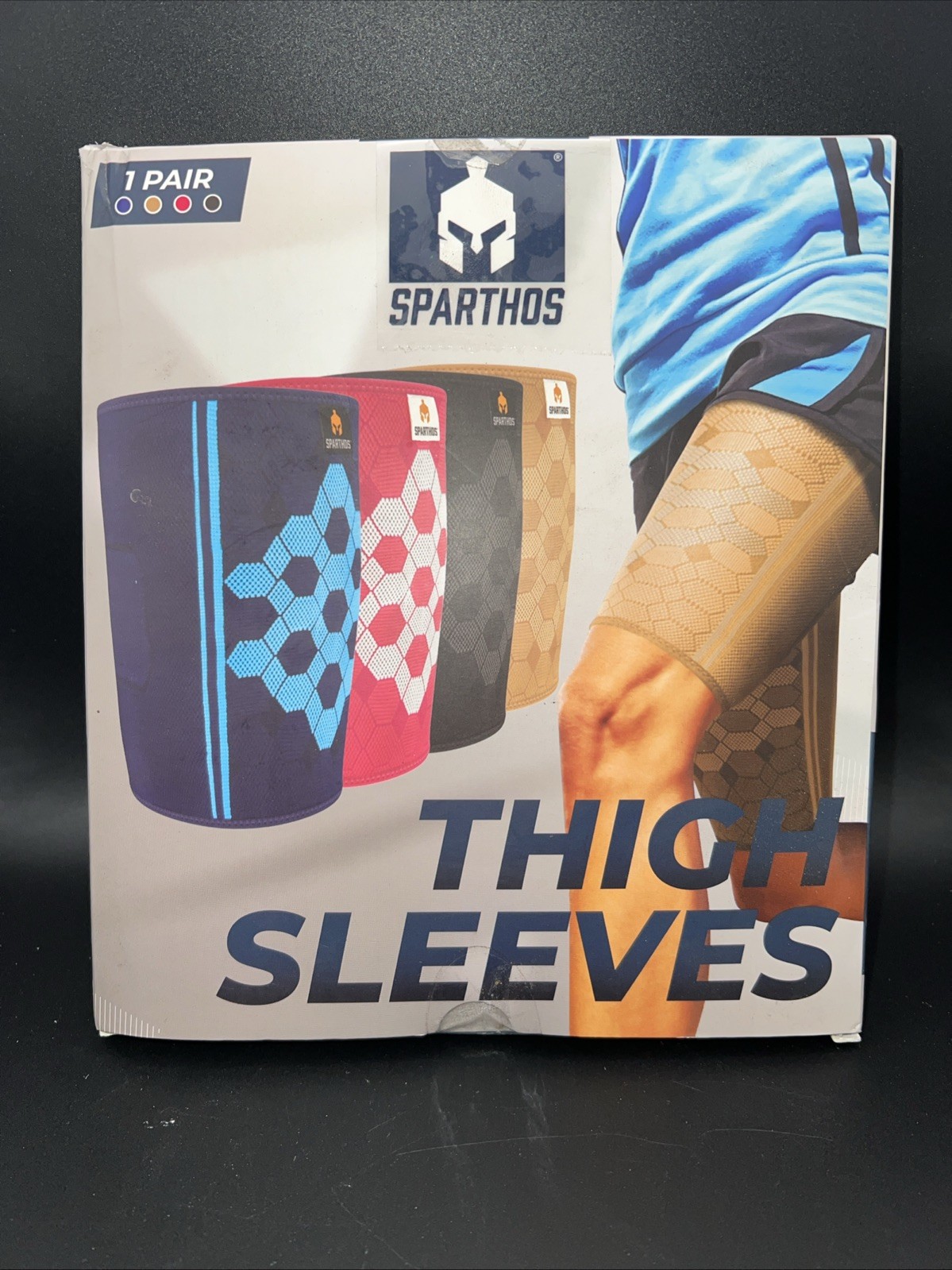 Sparthos Thigh Compression Sleeve Size Large Black Free Shipping.