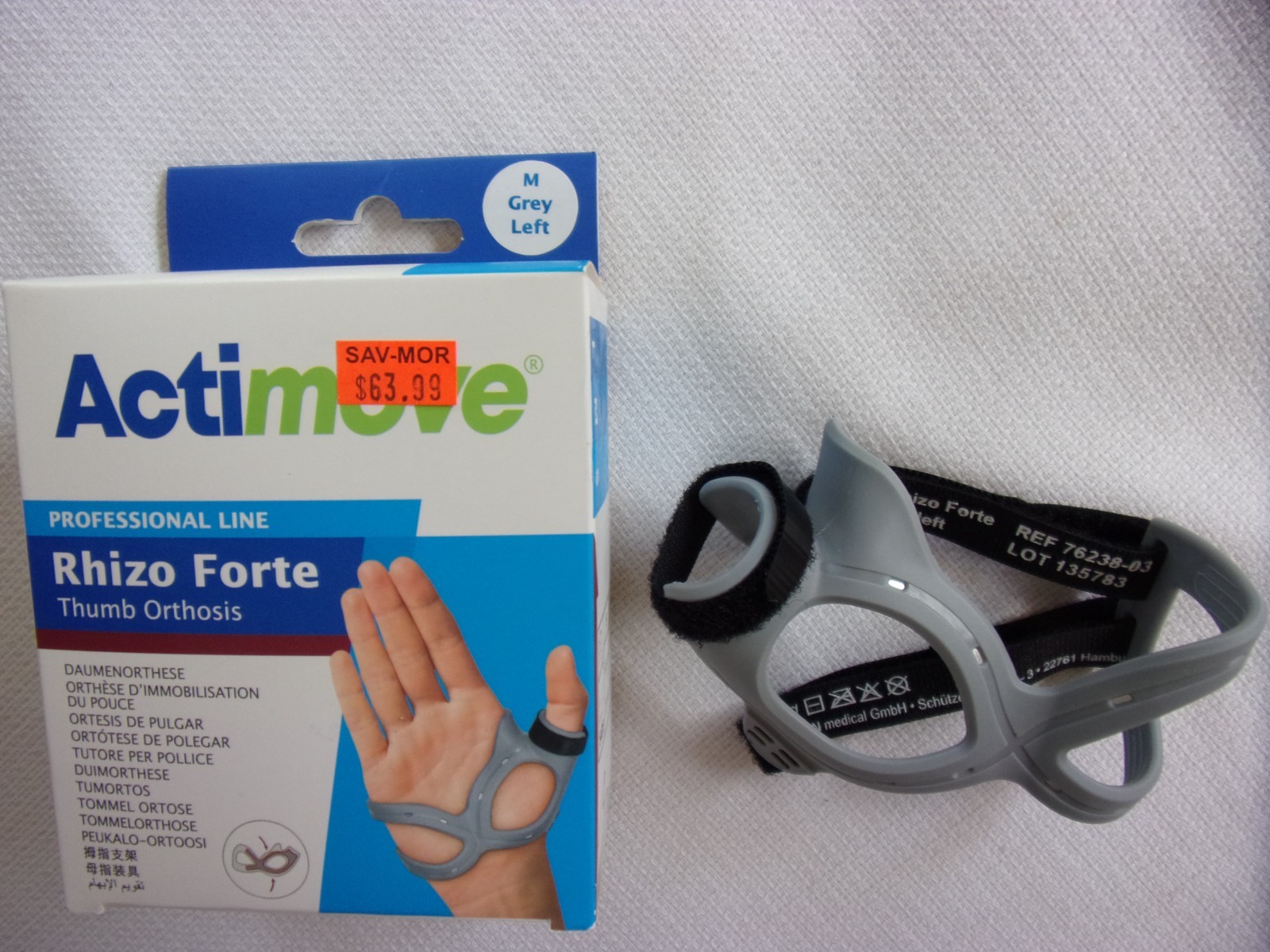 Professional Line Actimove Rhizo Forte Thumb Brace Left Gray Medium New