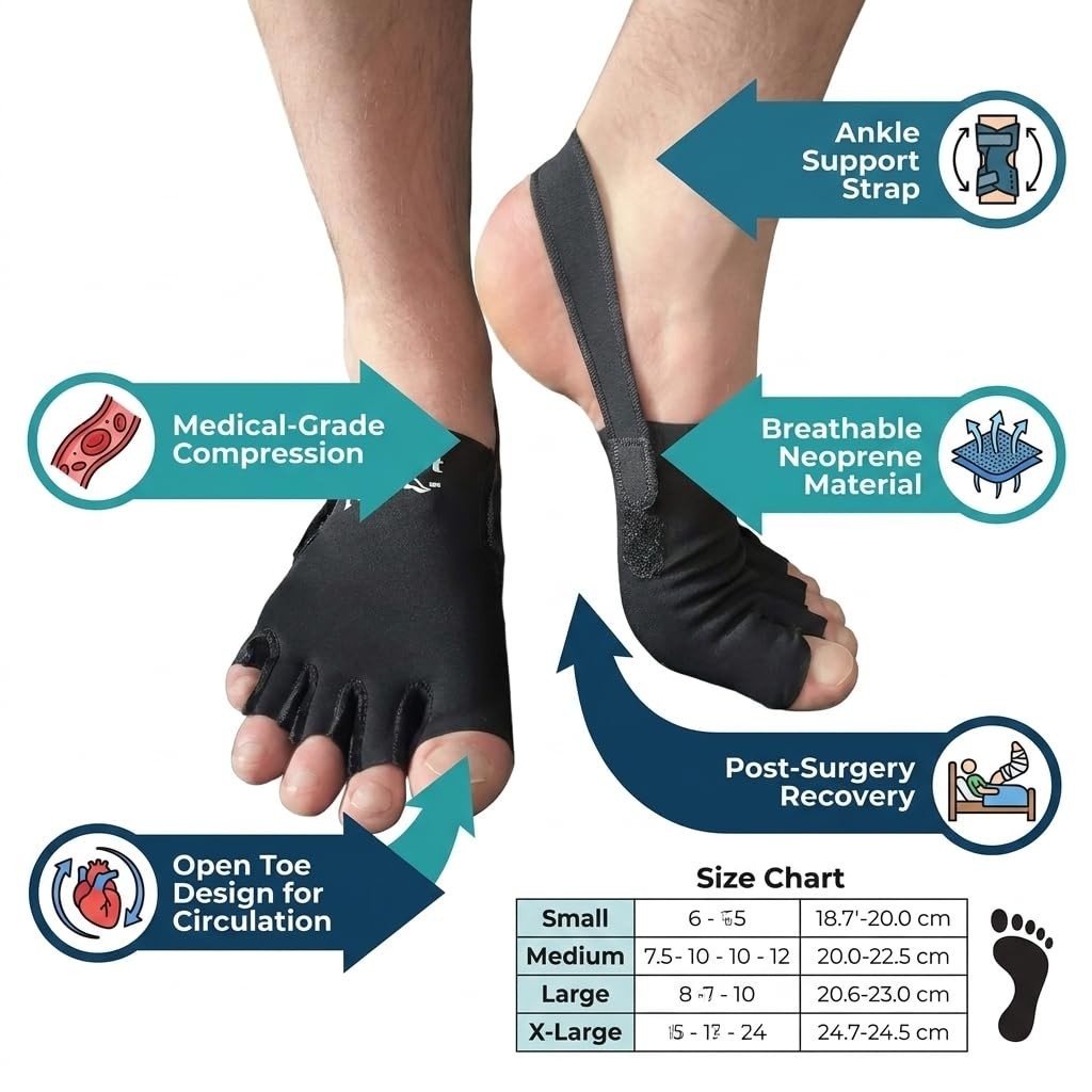 Compression Foot Sleeve & Socks for Swelling Relief, Arch Support, Plantar Pain,