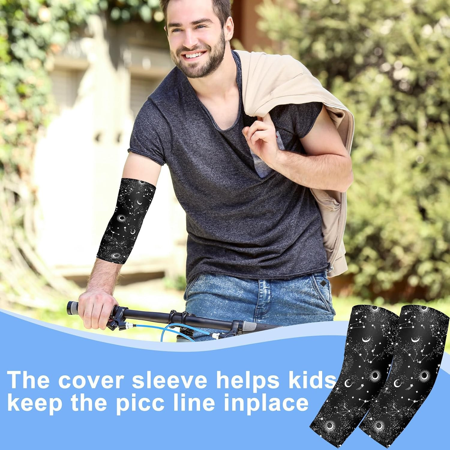 Cuffbow 12 Pcs PICC Line Reusable Sleeve Cover for Adults Upper Arm Breathable C
